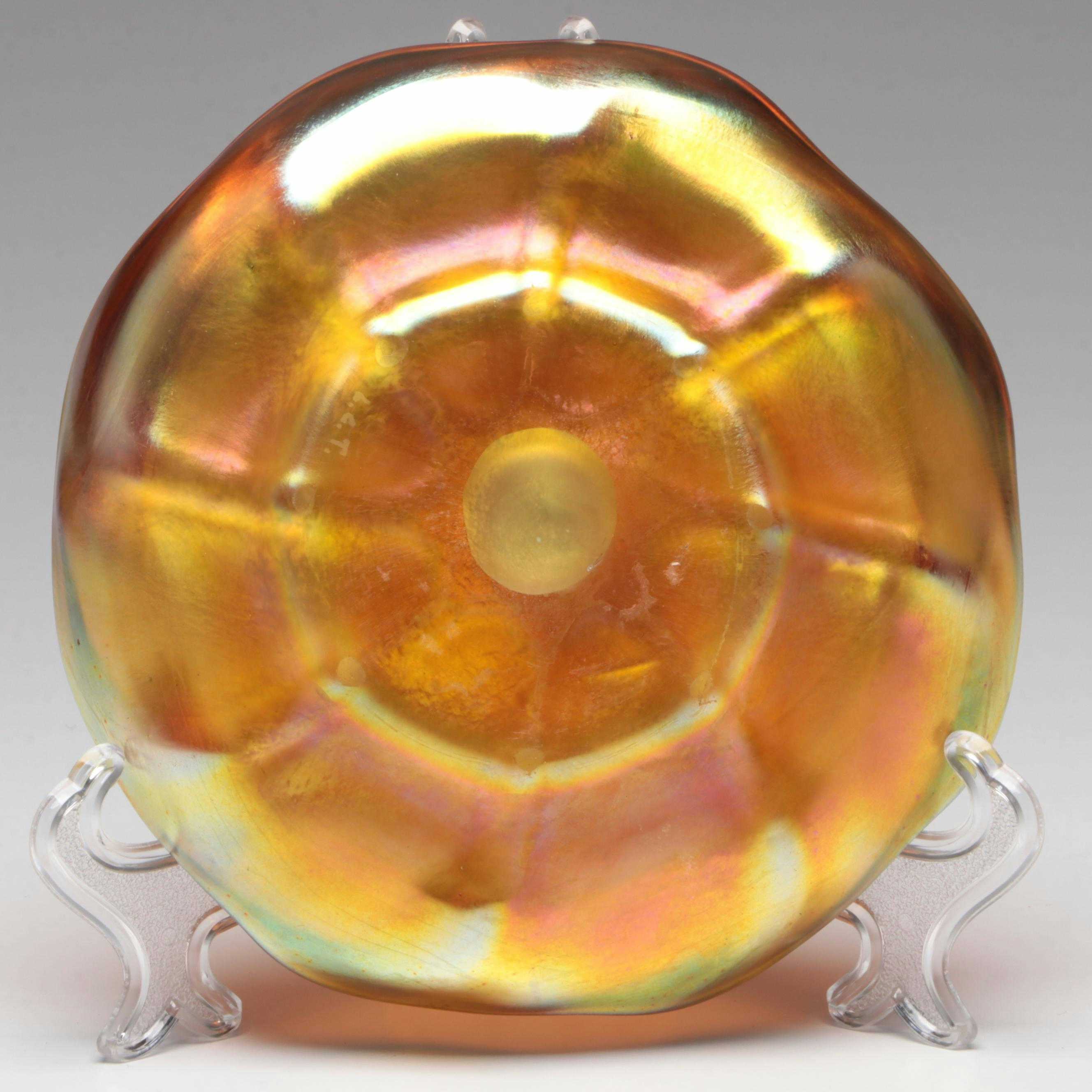 Louis Comfort Tiffany Favrile Art Glass Bowl and Underplate, Early 20th Century
