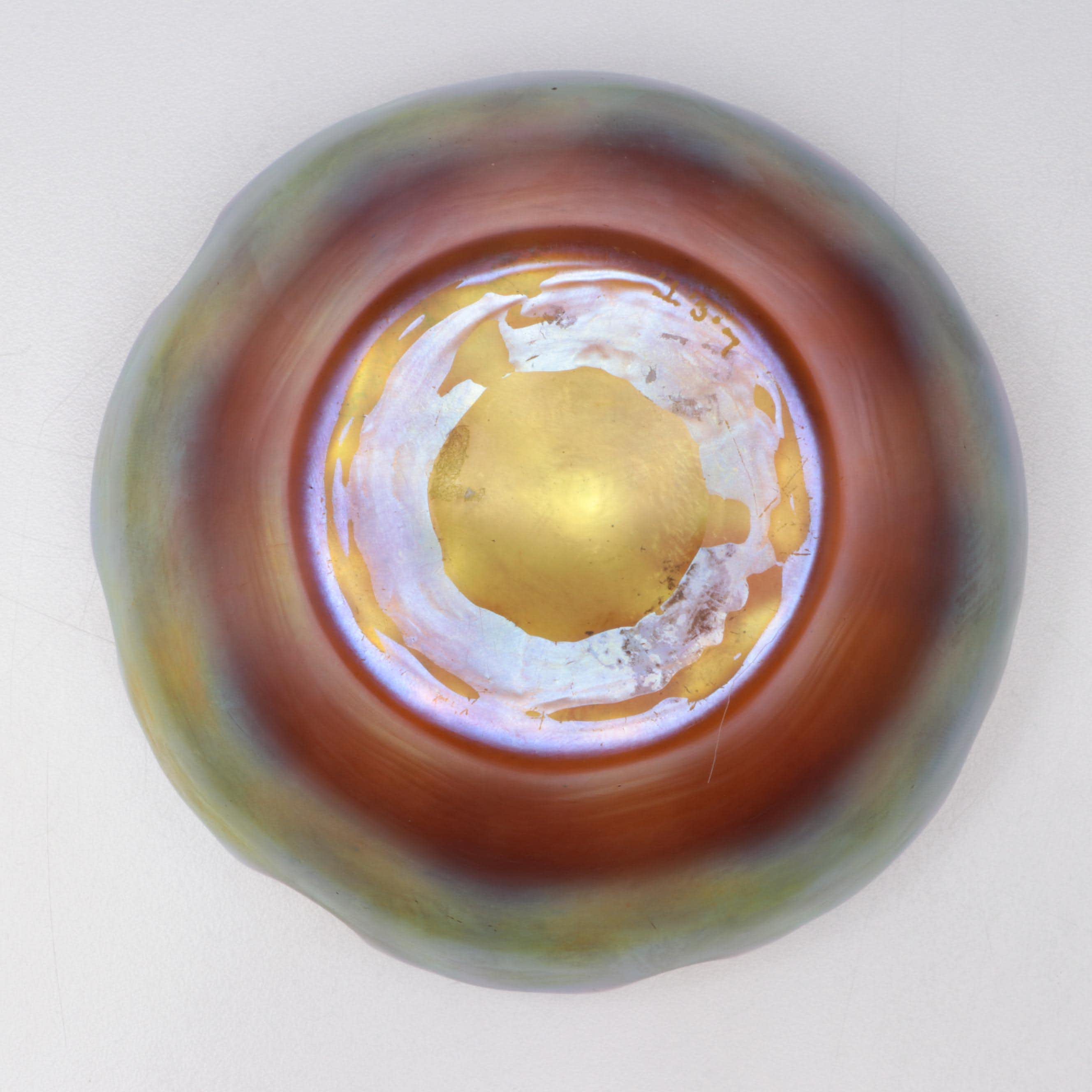 Louis Comfort Tiffany Favrile Art Glass Bowl and Underplate, Early 20th Century