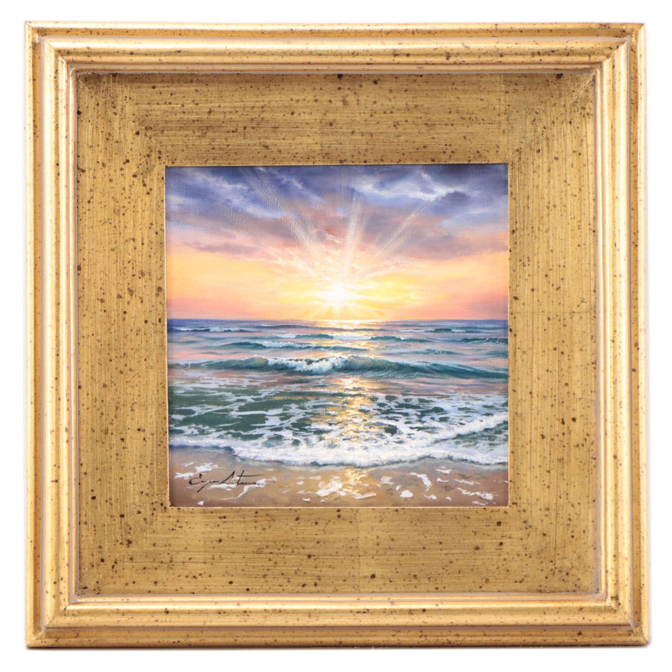 Jevgenijus Litvinas Oil Painting "Evening by the Sea," 2023