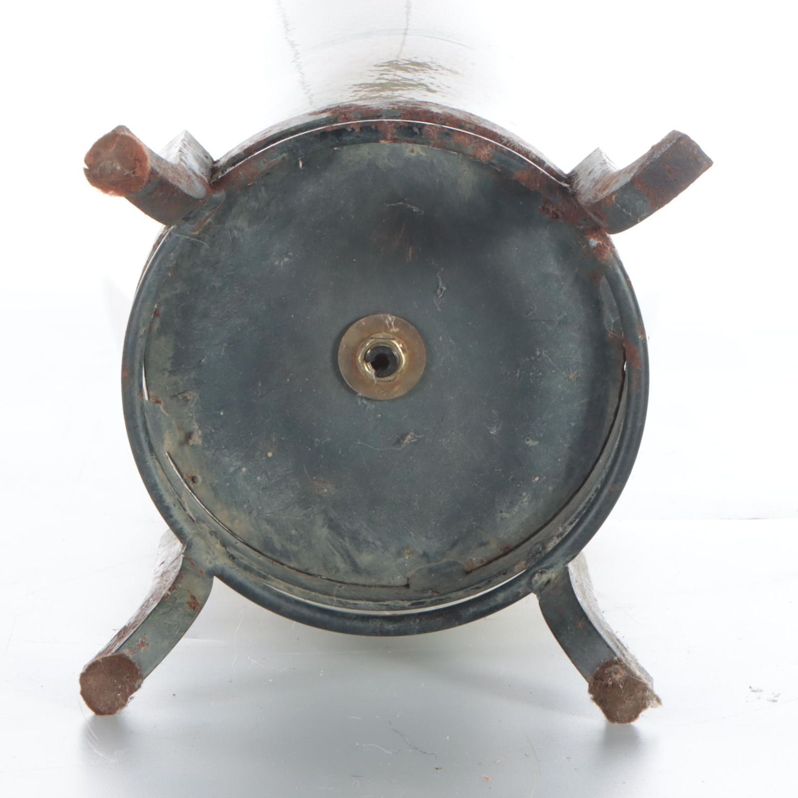 Hand-Painted Orchid Motif Ceramic Floor Vase on Metal Base