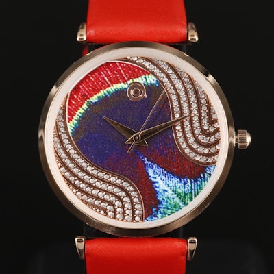 Magnicor Feather Motif Wristwatch with Swarovski Crystal Accents