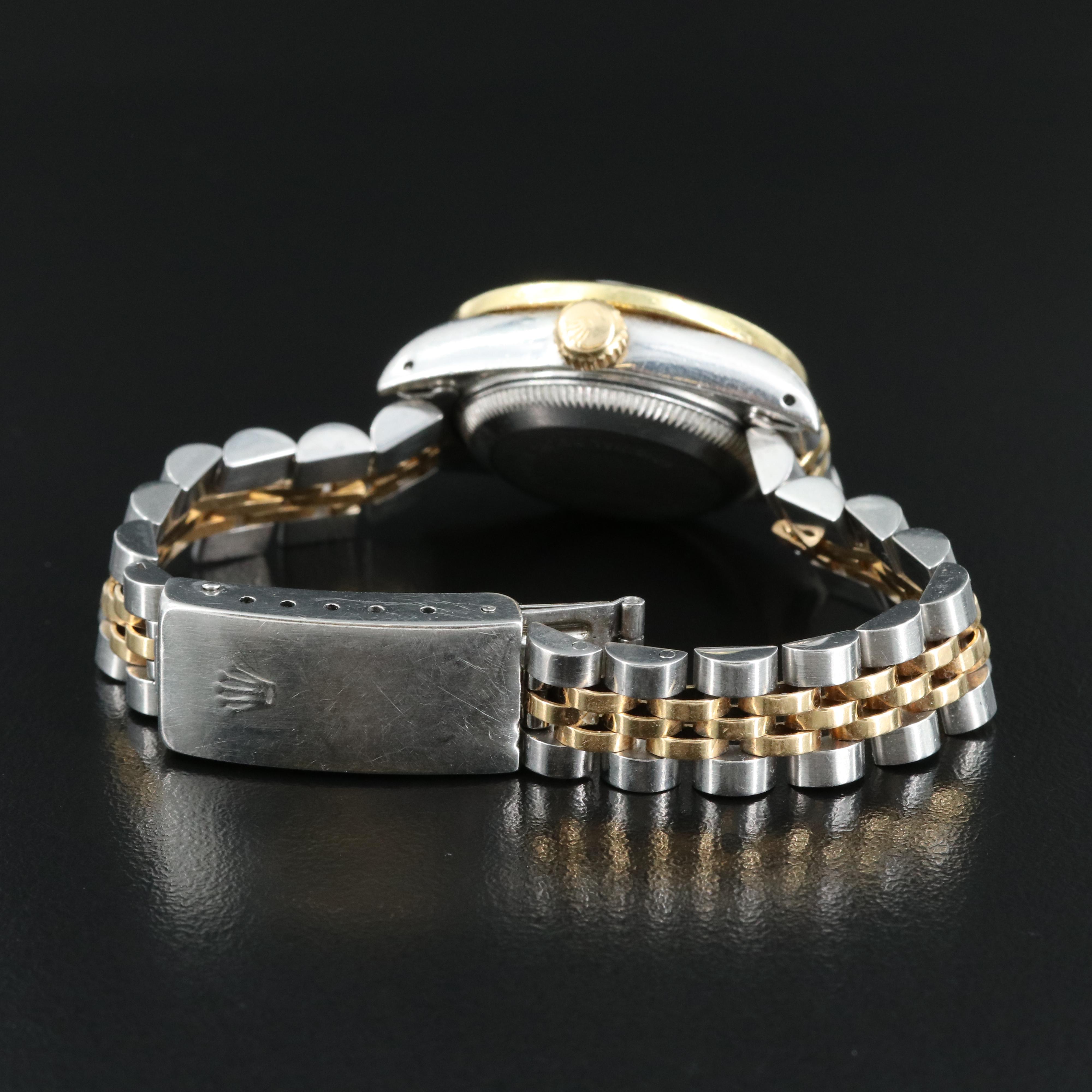 1991 Rolex Custom Sapphire 18K Bezel Oyster Perpetual Datejust Watch