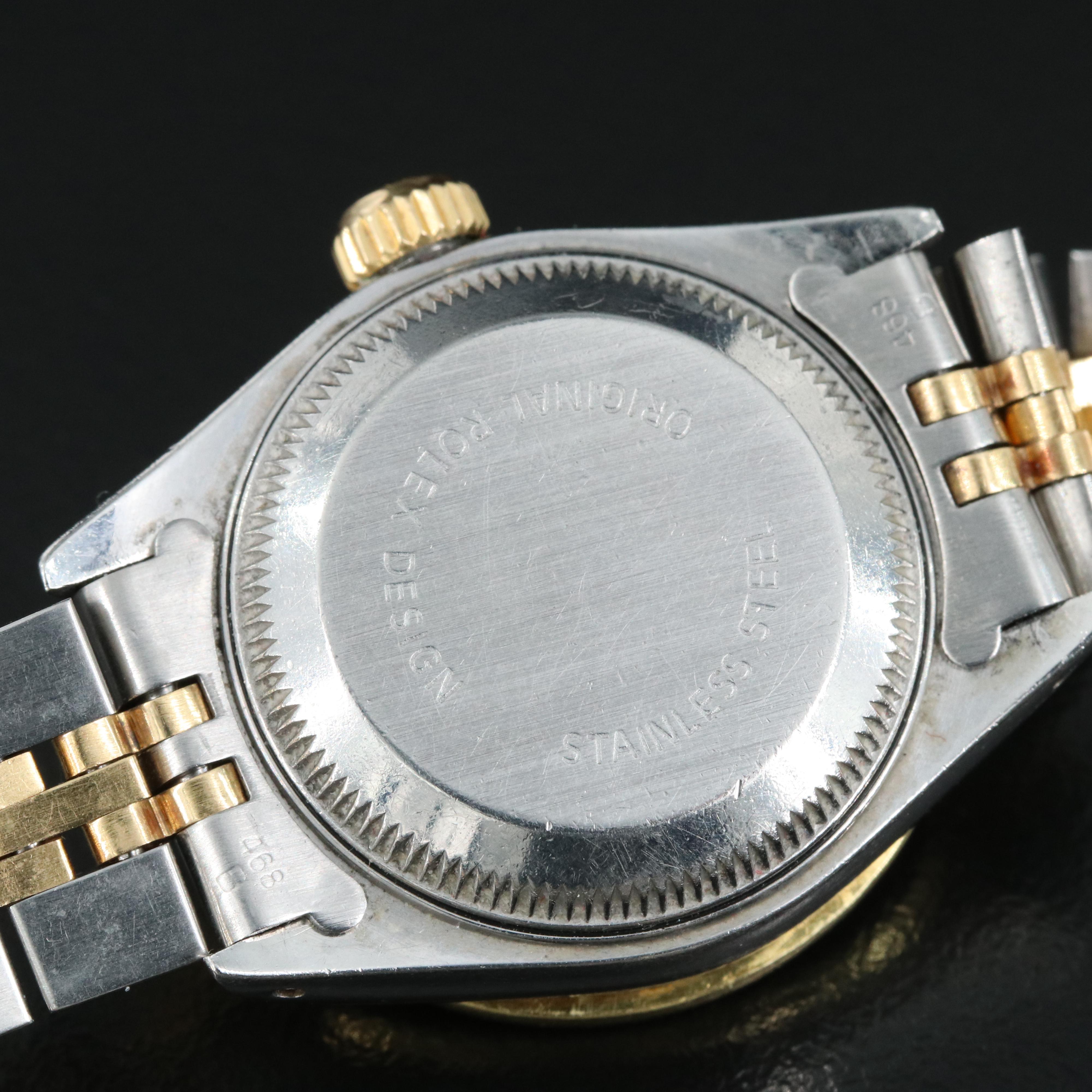 1991 Rolex Custom Sapphire 18K Bezel Oyster Perpetual Datejust Watch