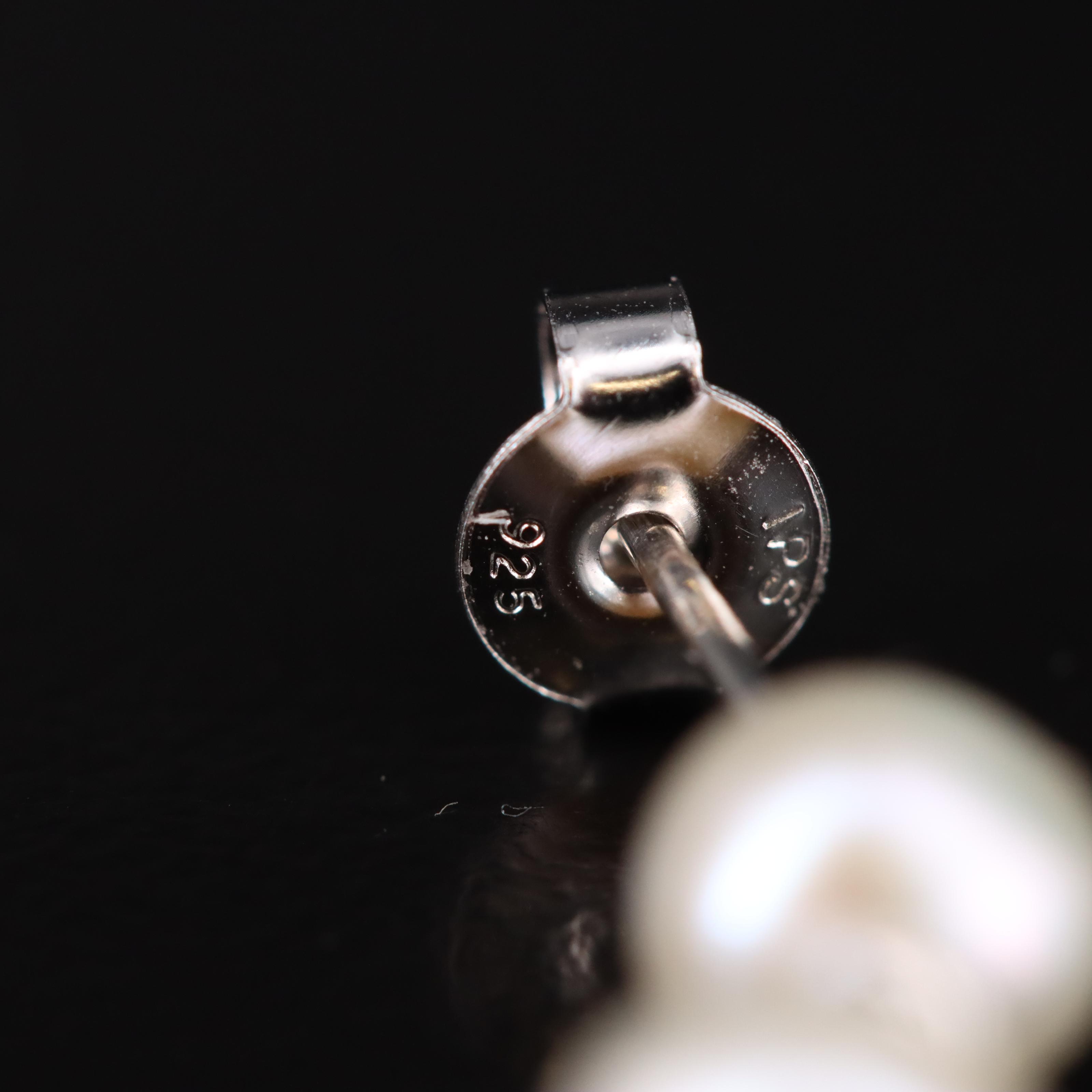 Sterling Pearl Hoop Earrings