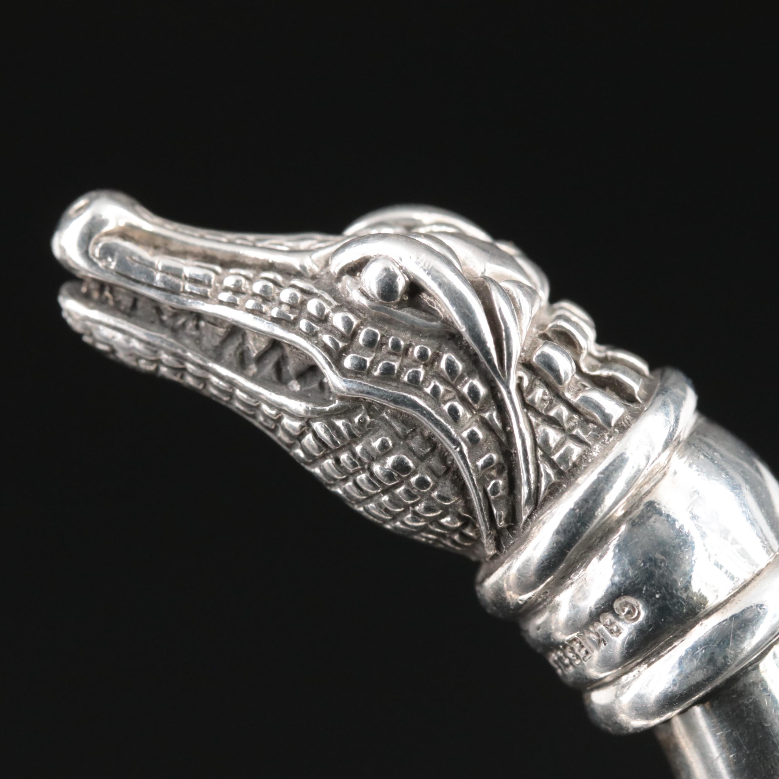 Barry Kieselstein-Cord Silver Double Alligator Head Braided Leather Necklace main image 1