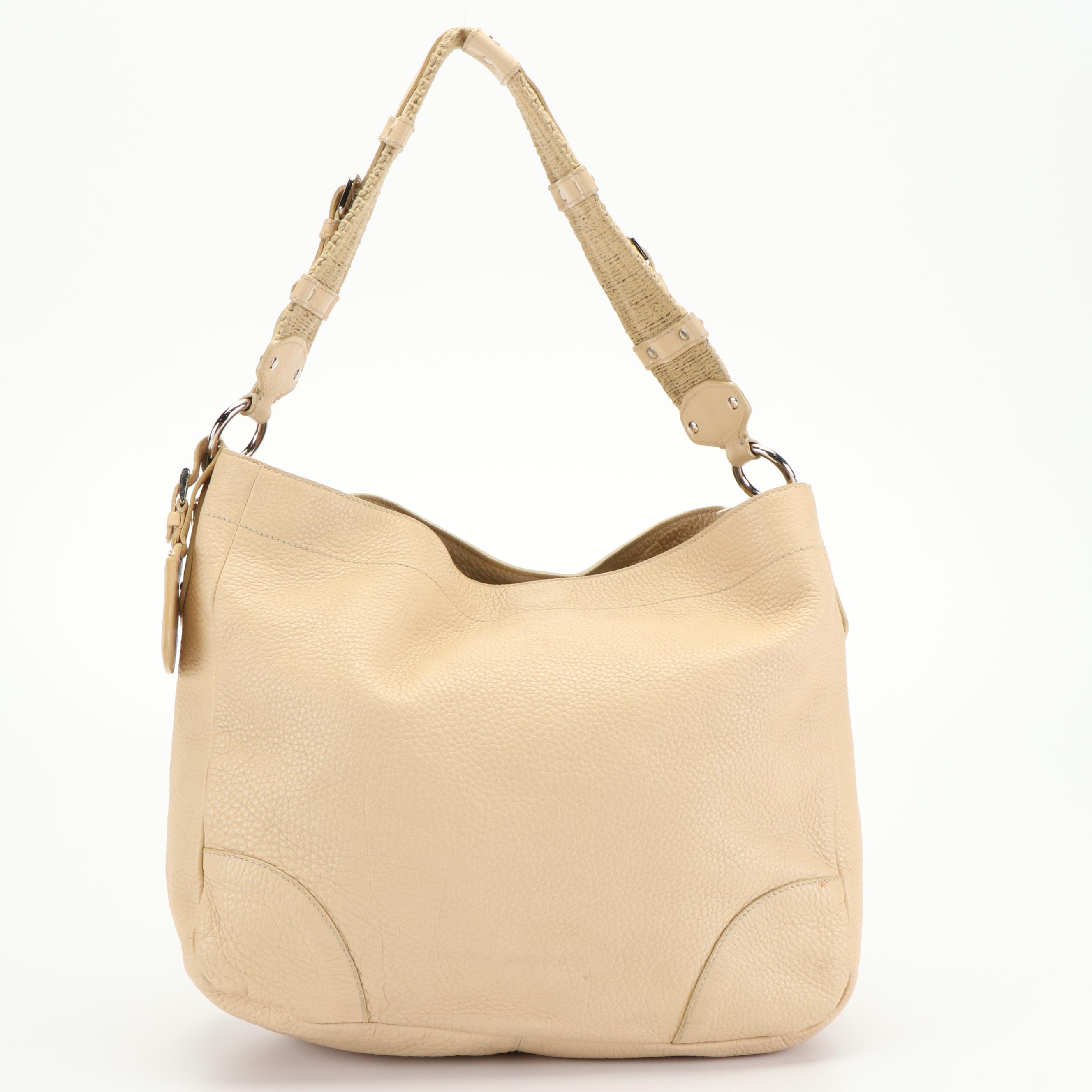 Prada Hobo Shoulder Bag in Vitello Daino Leather