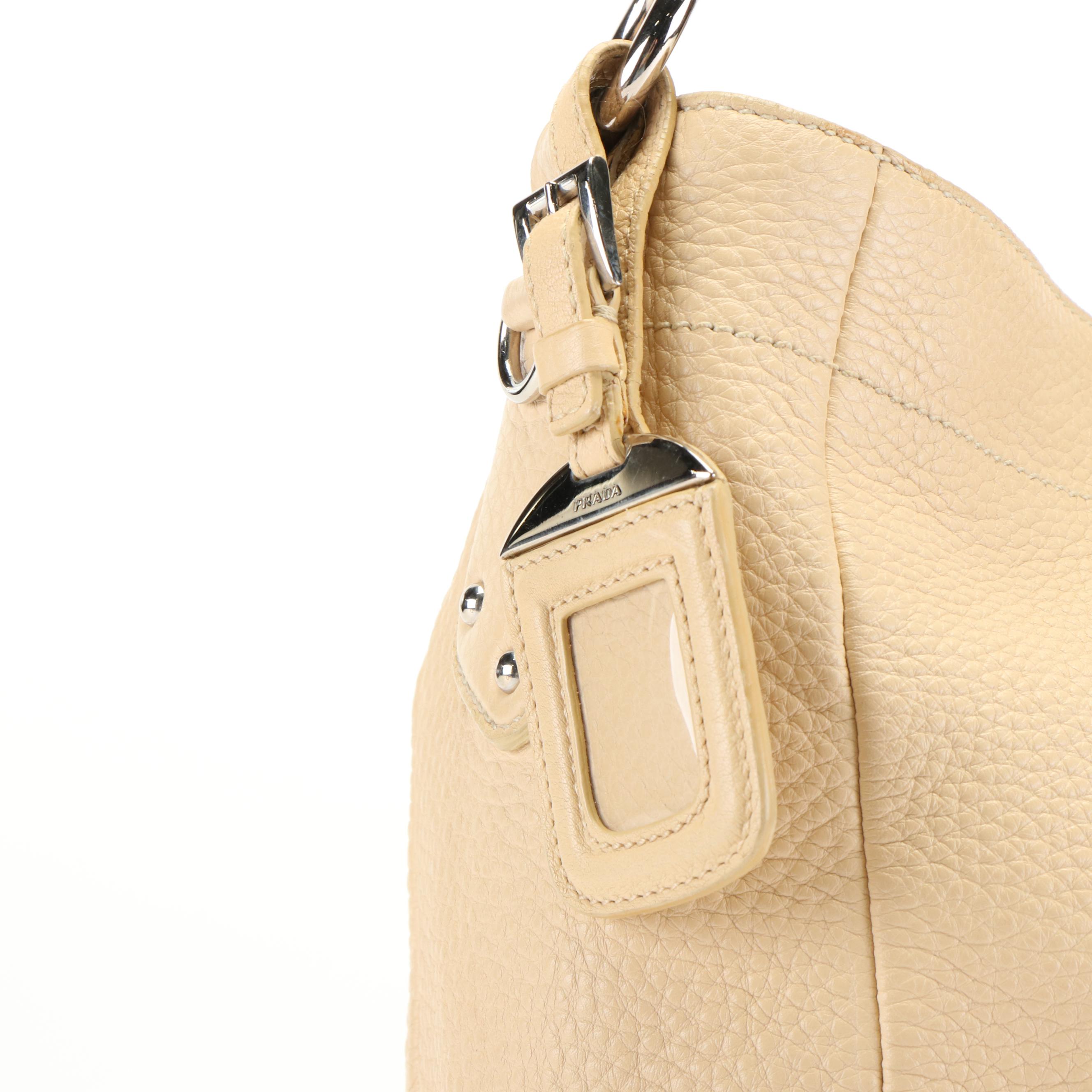 Prada Hobo Shoulder Bag in Vitello Daino Leather