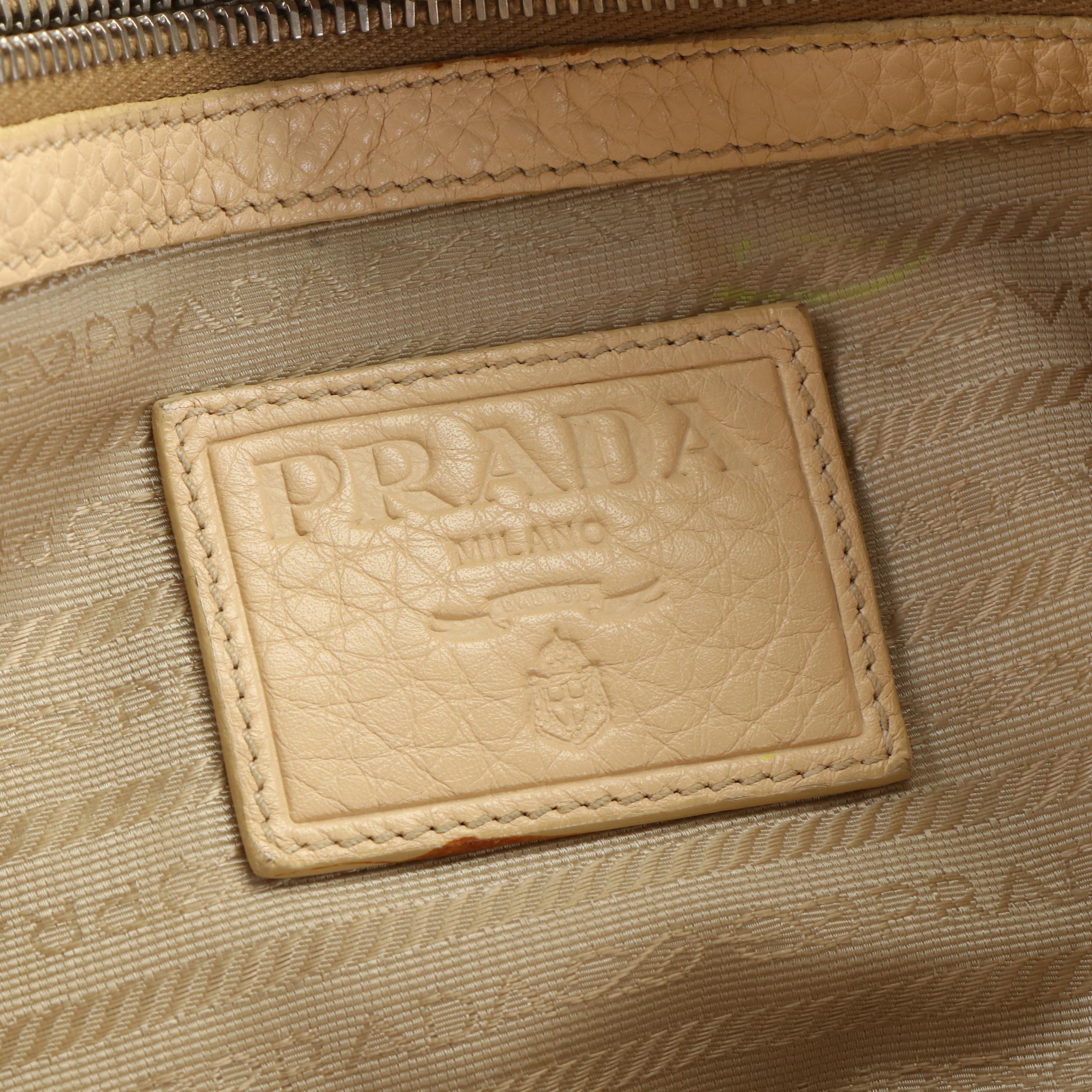 Prada Hobo Shoulder Bag in Vitello Daino Leather