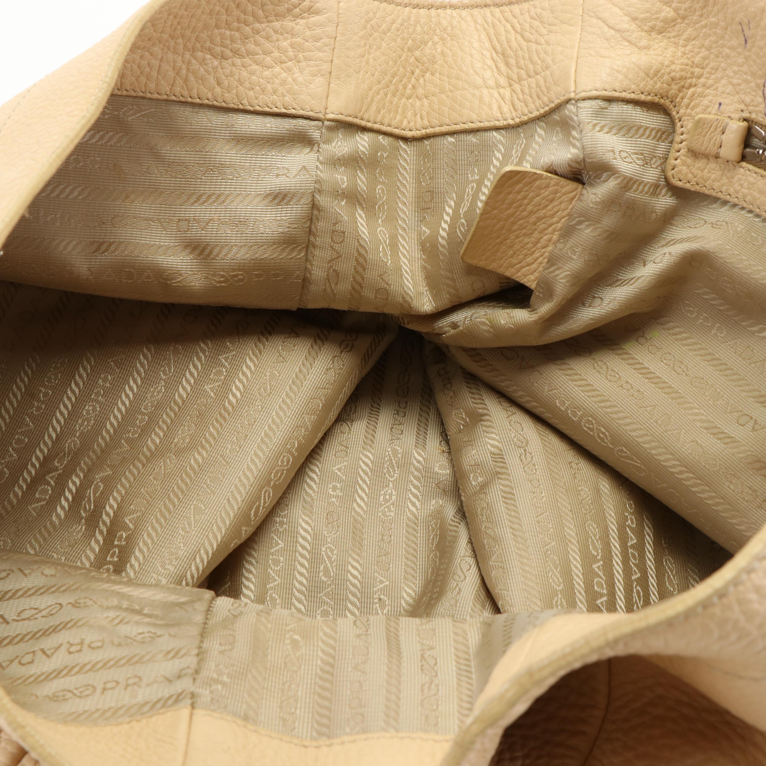 Prada Hobo Shoulder Bag in Vitello Daino Leather