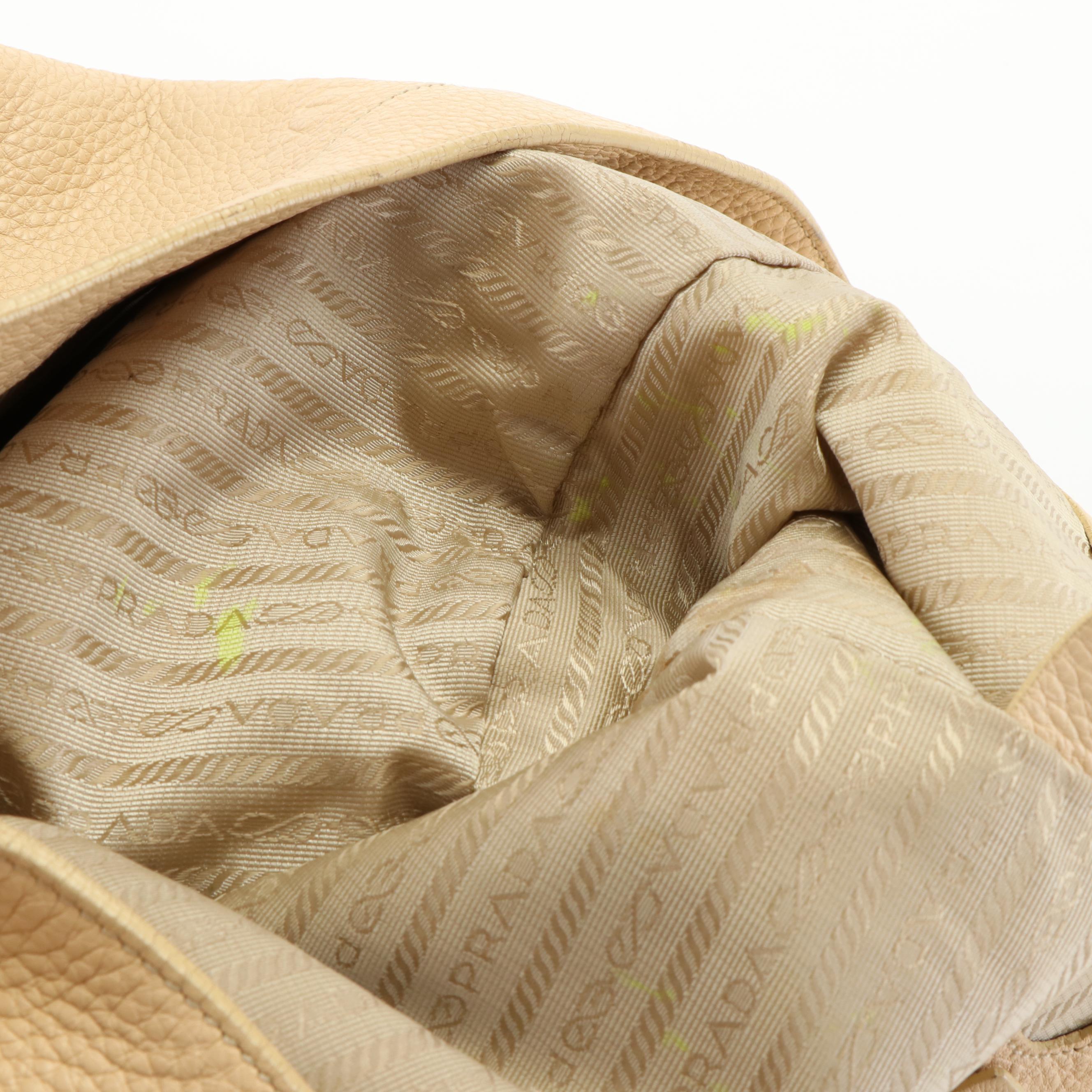 Prada Hobo Shoulder Bag in Vitello Daino Leather