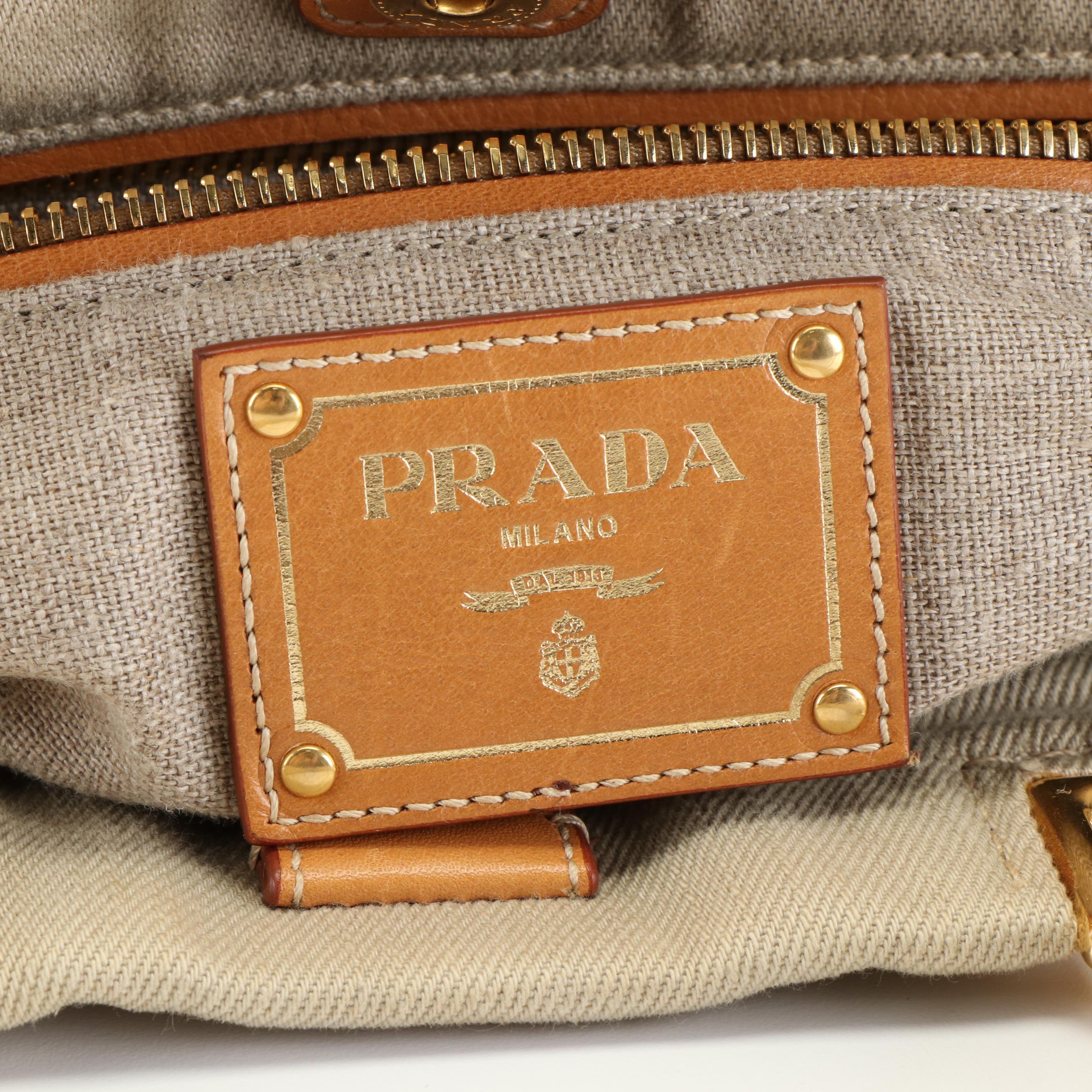 Prada Canapa Logo Tote with Strap in Beige Canvas