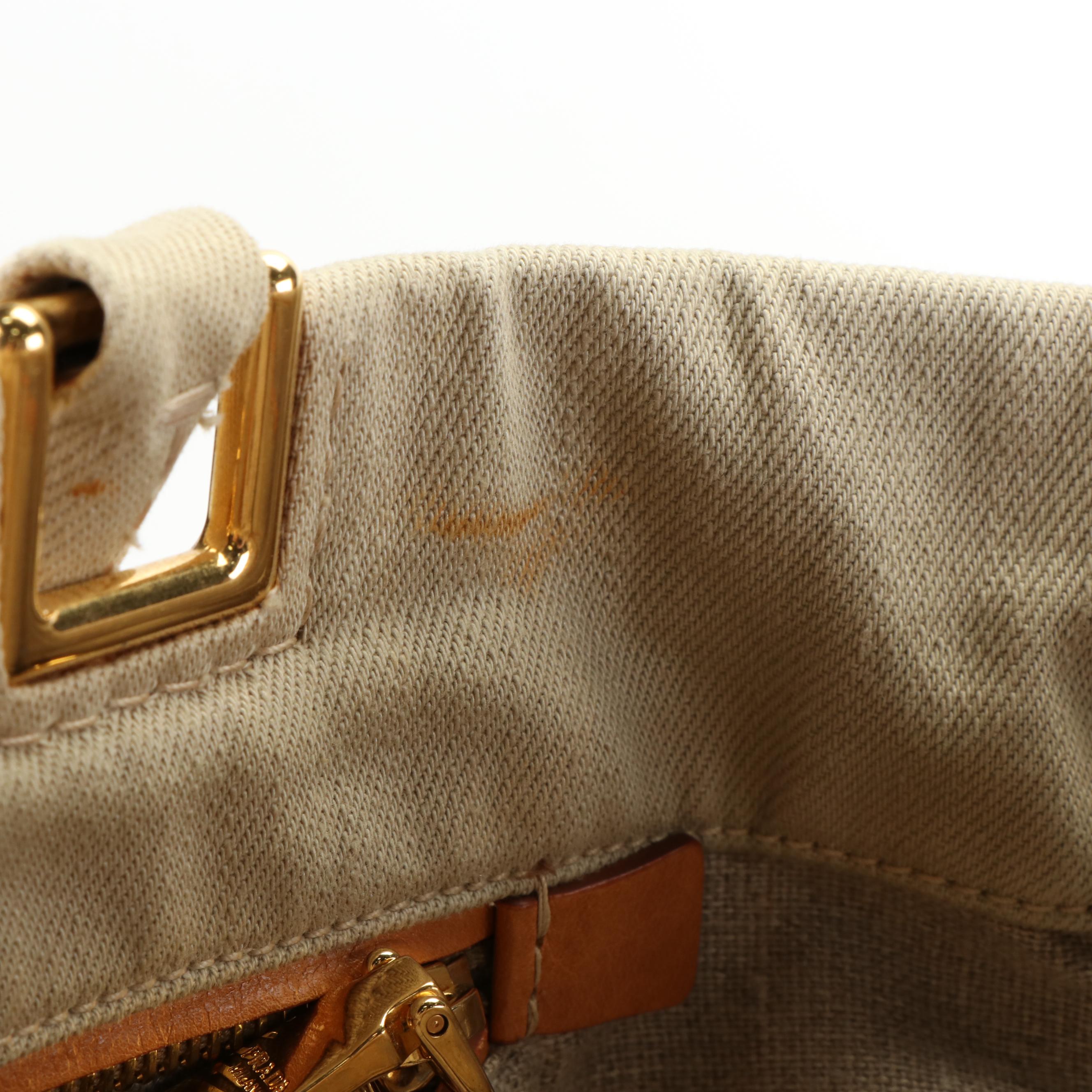 Prada Canapa Logo Tote with Strap in Beige Canvas