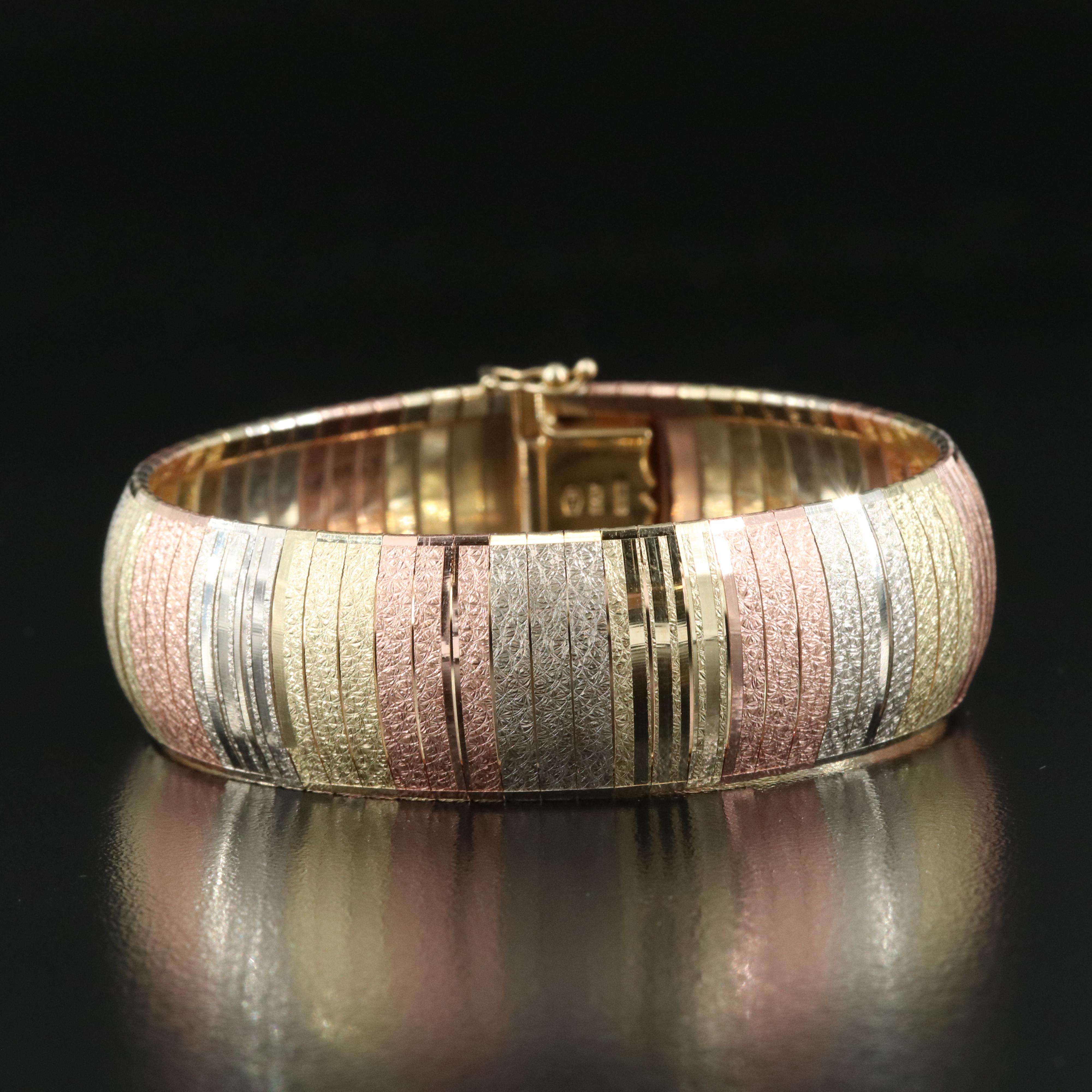 Italian 14K Tri-Color Omega Chain Bracelet