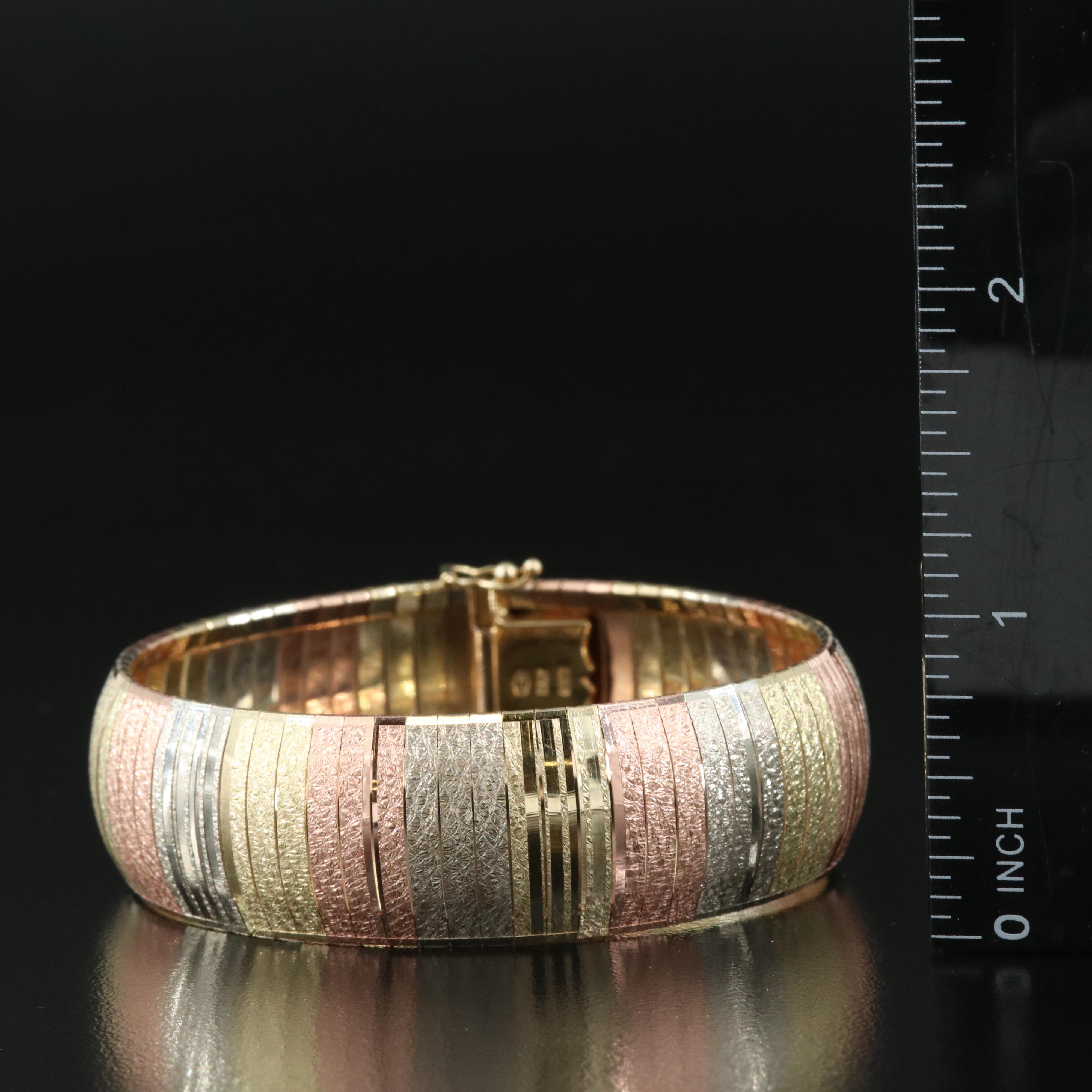 Italian 14K Tri-Color Omega Chain Bracelet