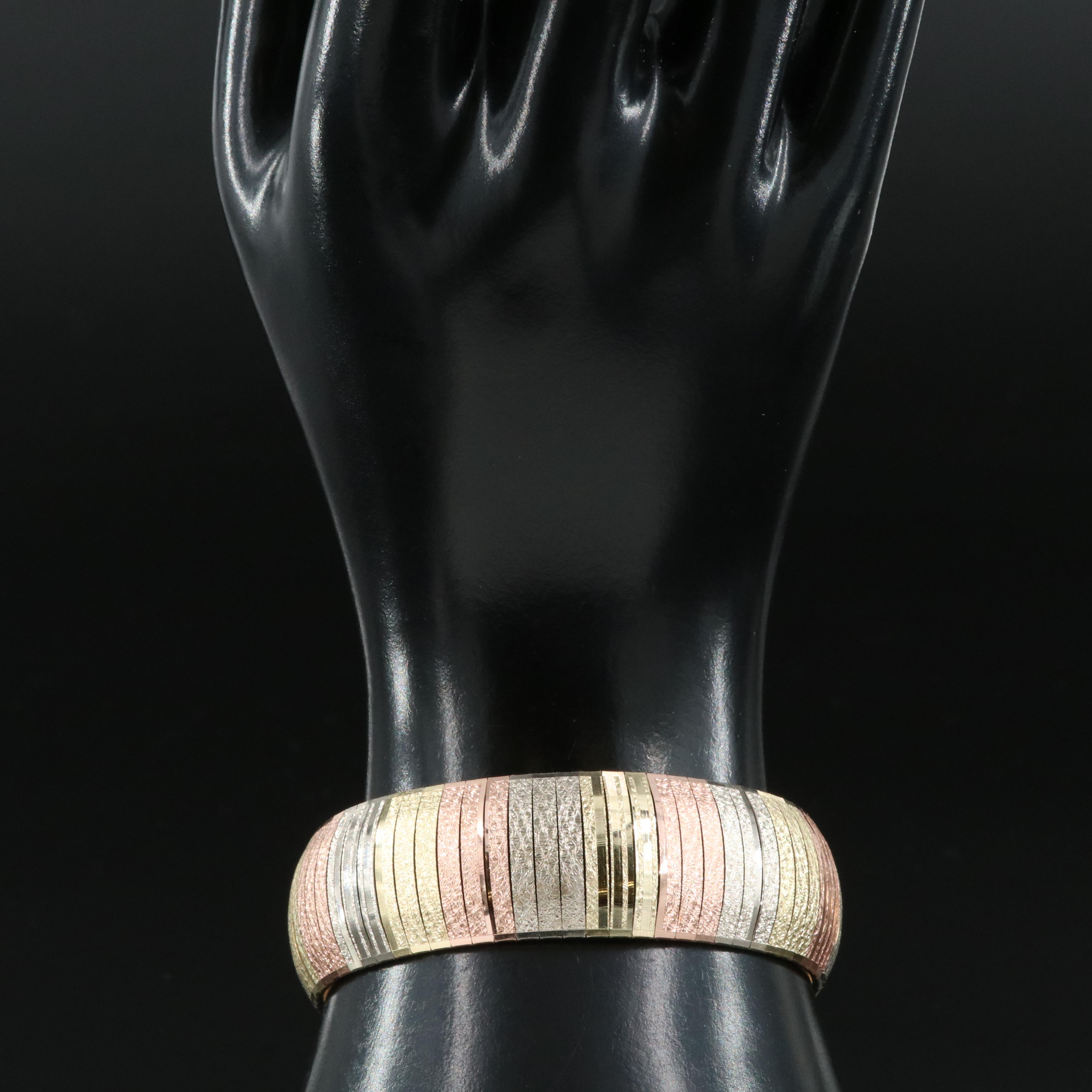 Italian 14K Tri-Color Omega Chain Bracelet