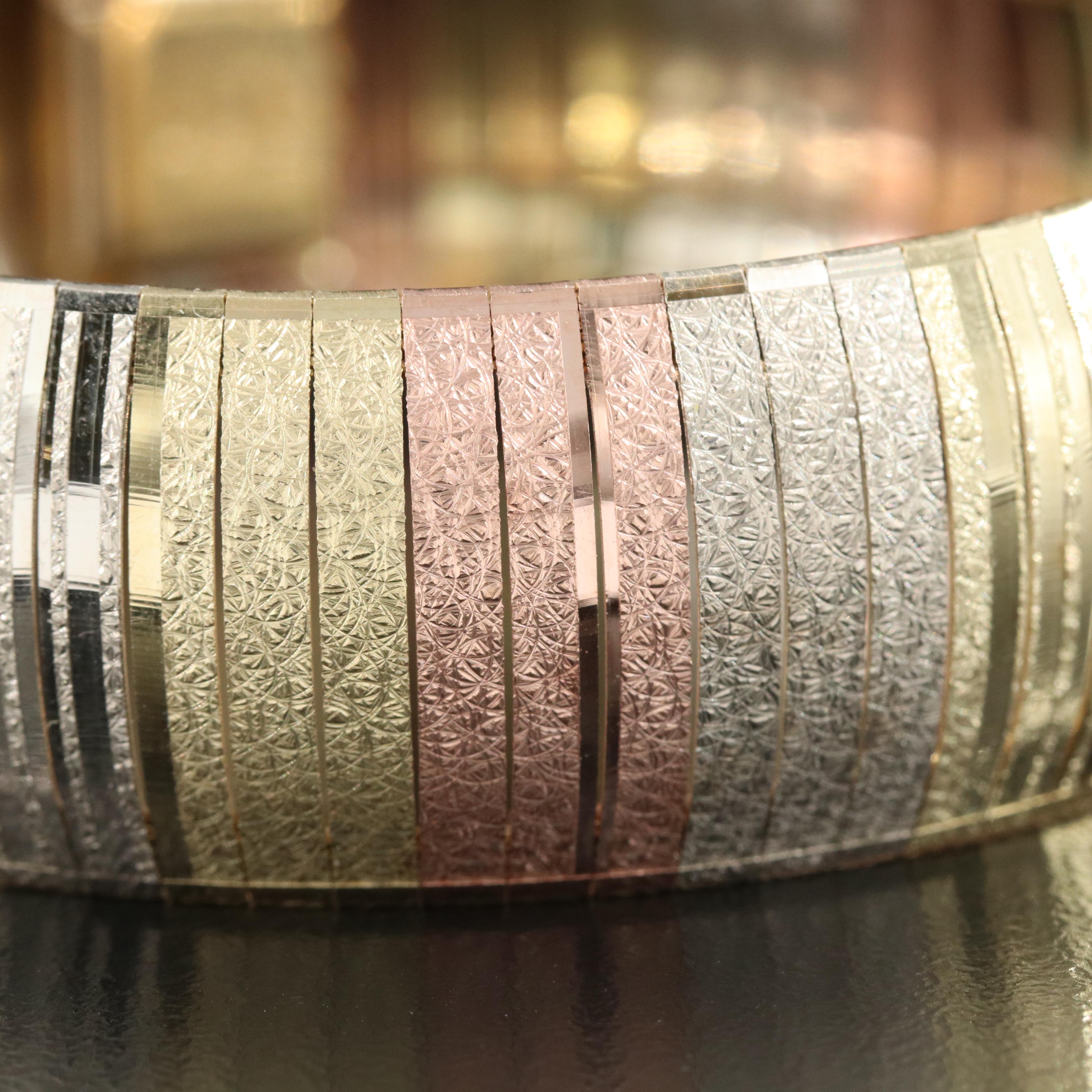 Italian 14K Tri-Color Omega Chain Bracelet