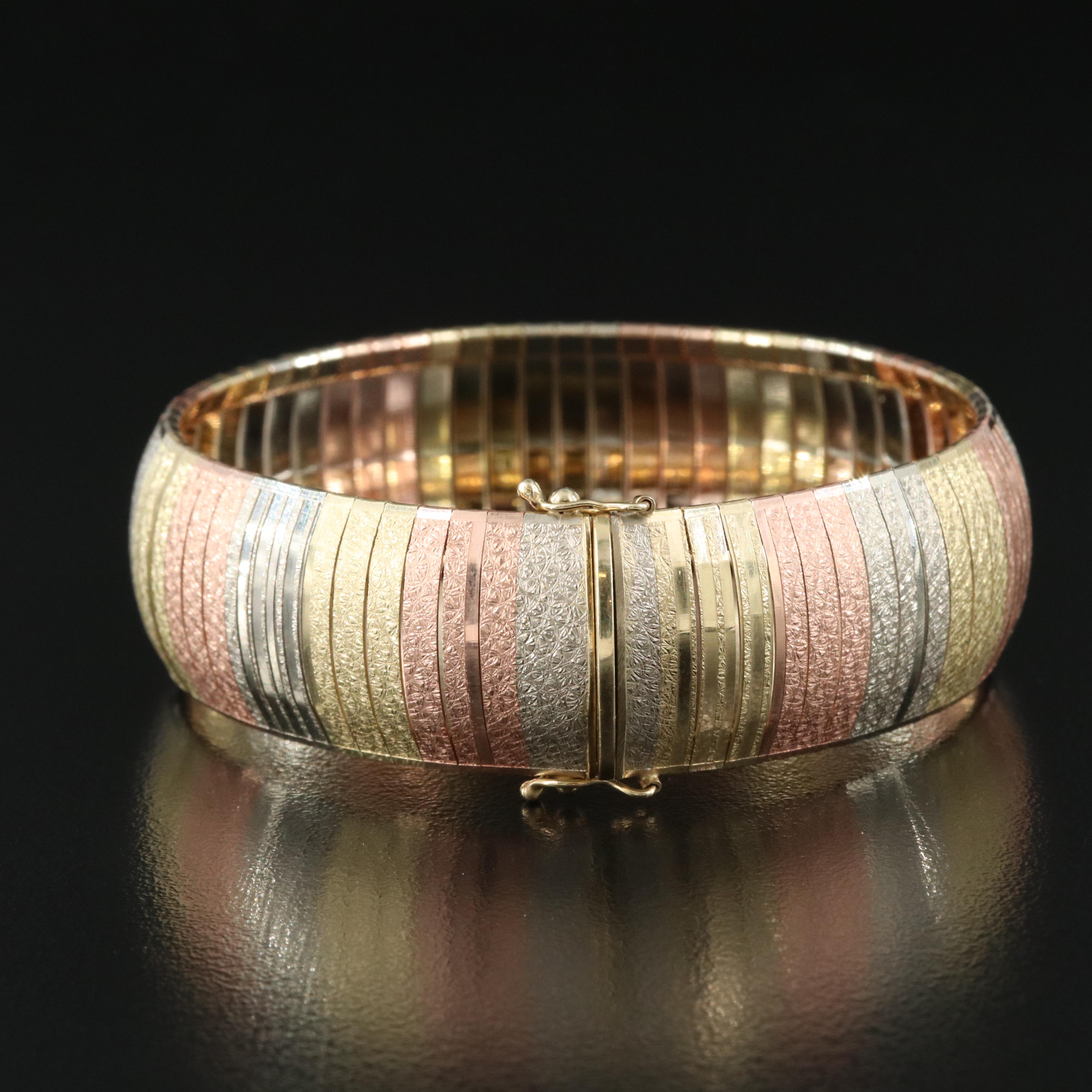 Italian 14K Tri-Color Omega Chain Bracelet