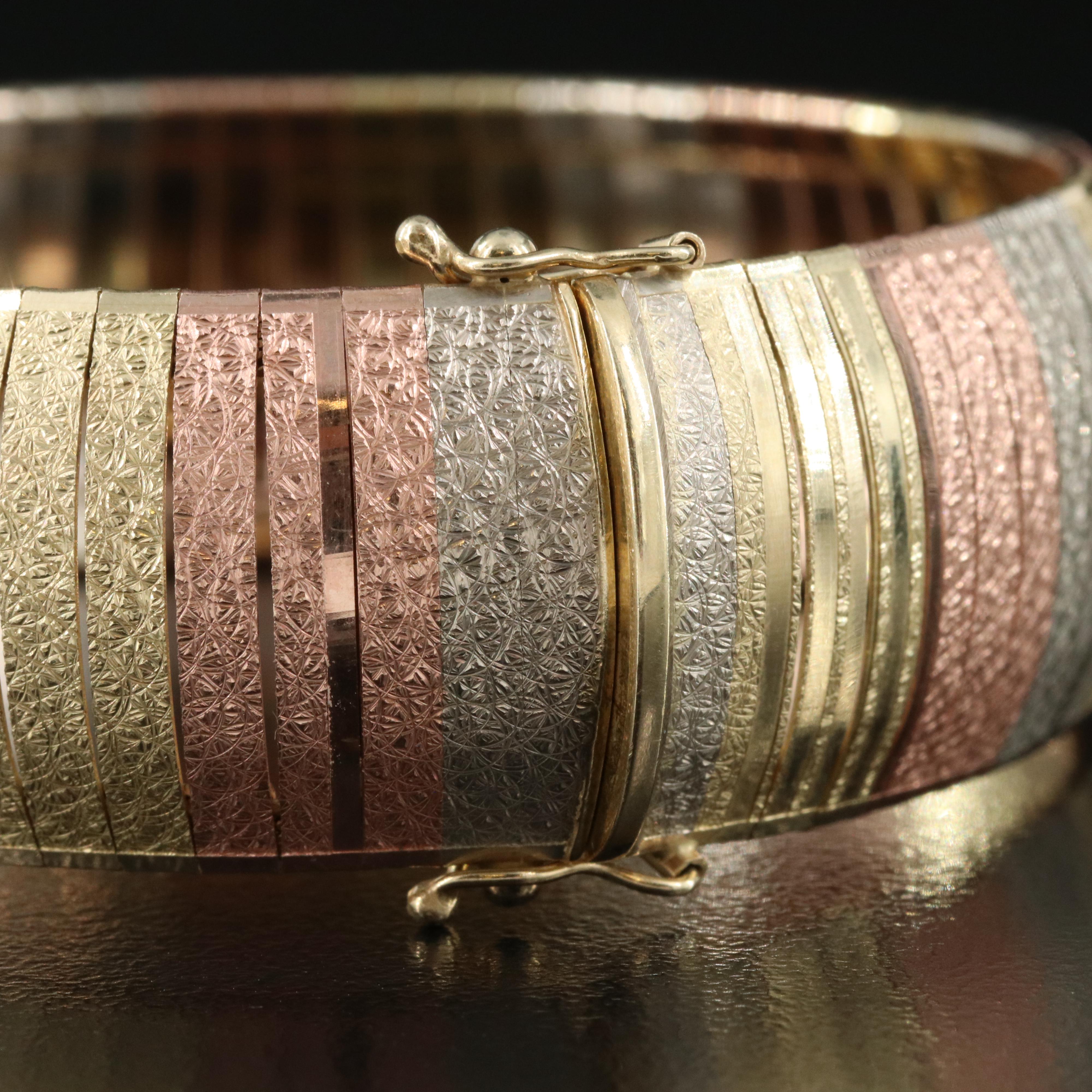 Italian 14K Tri-Color Omega Chain Bracelet