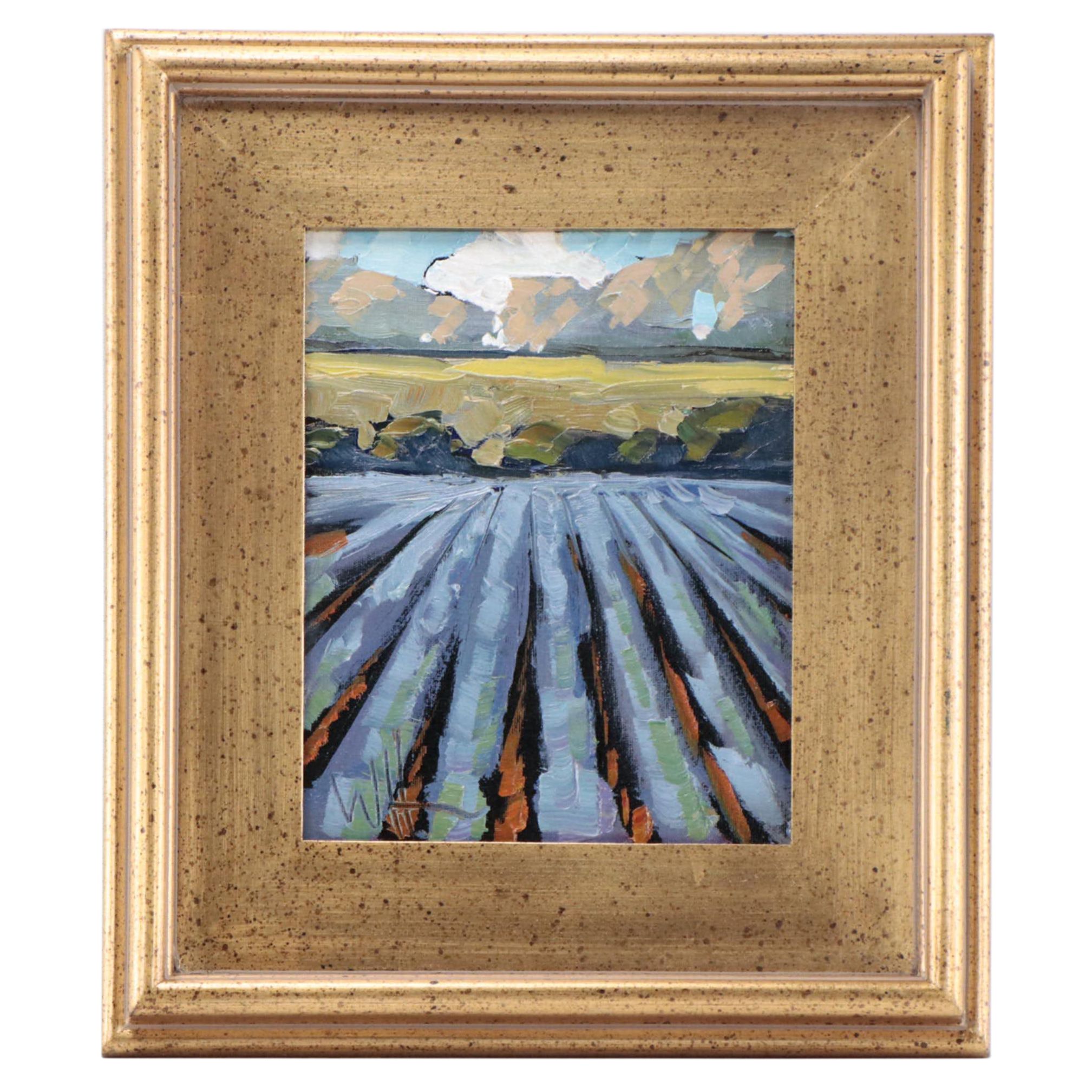 William Hawkins Lavender Field Landscape Oil Painting, 2023