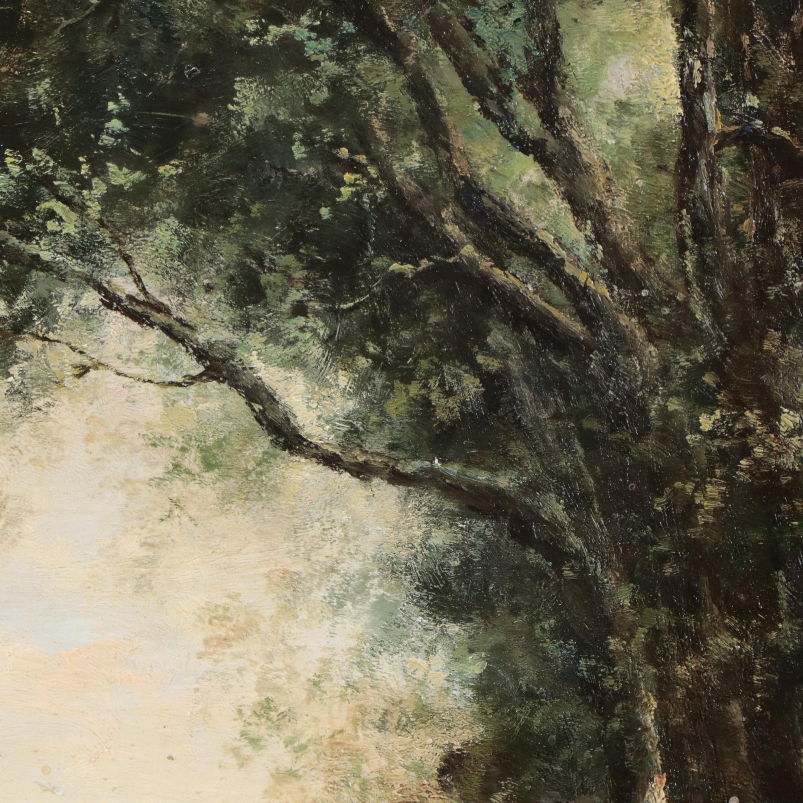 Neoclassical Oil Painting of Figures Dancing in a Landscape