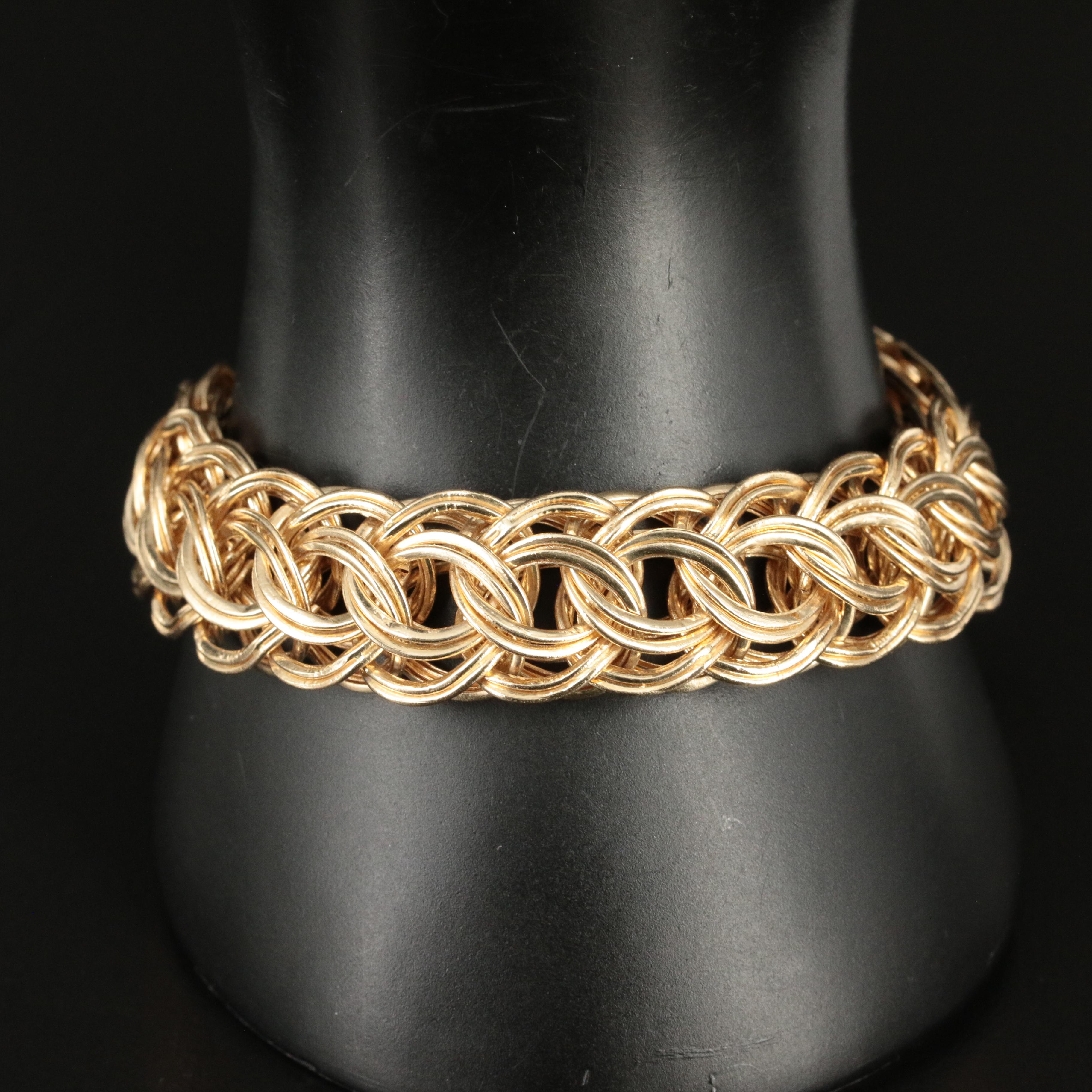 14K Fancy Curb Chain Bracelet