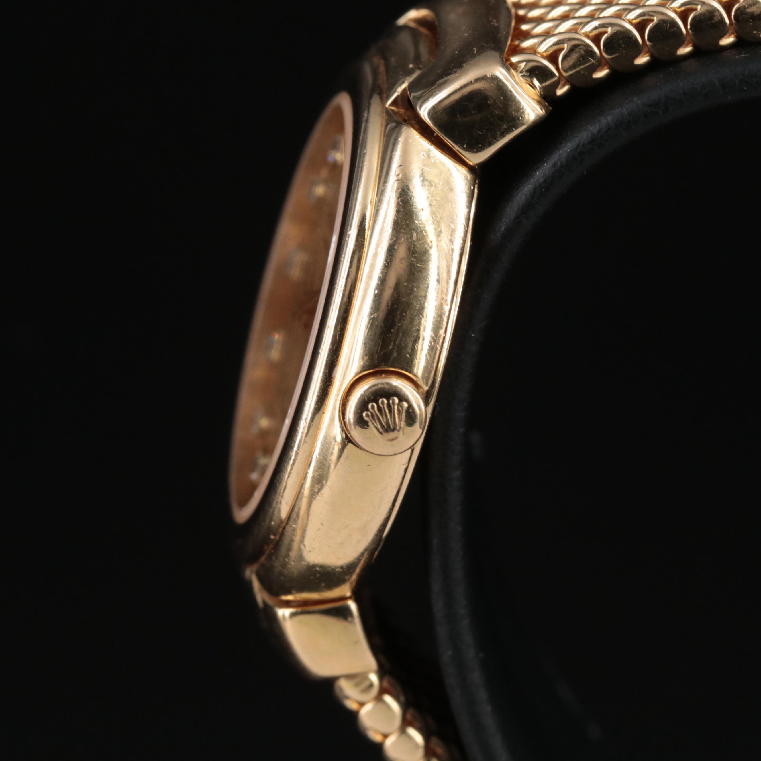 18K Rolex Factory Diamond Dial Cellini Watch