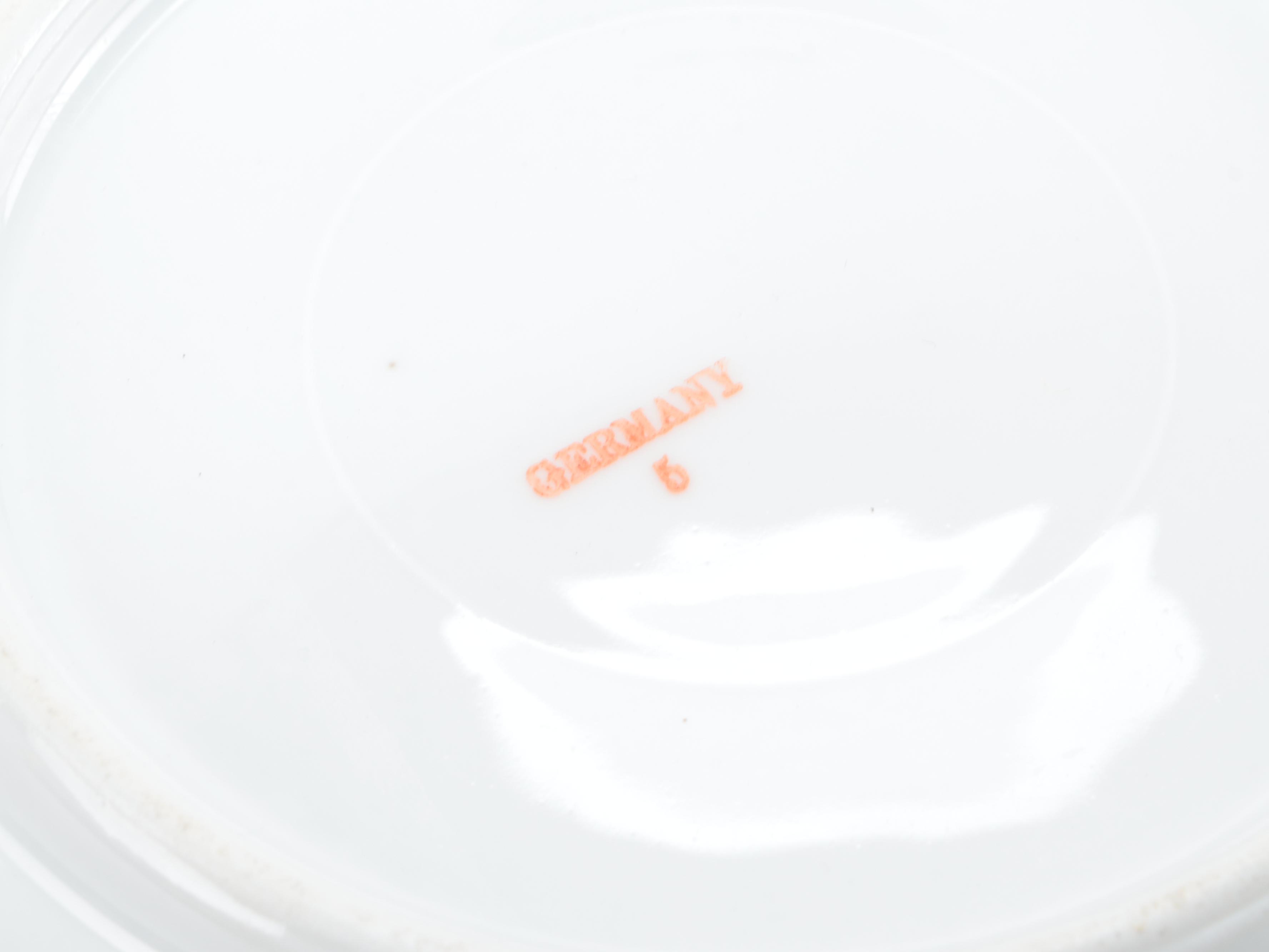 German  Porcelain Rose Pattern Bowls and Plates, Early 20th Century