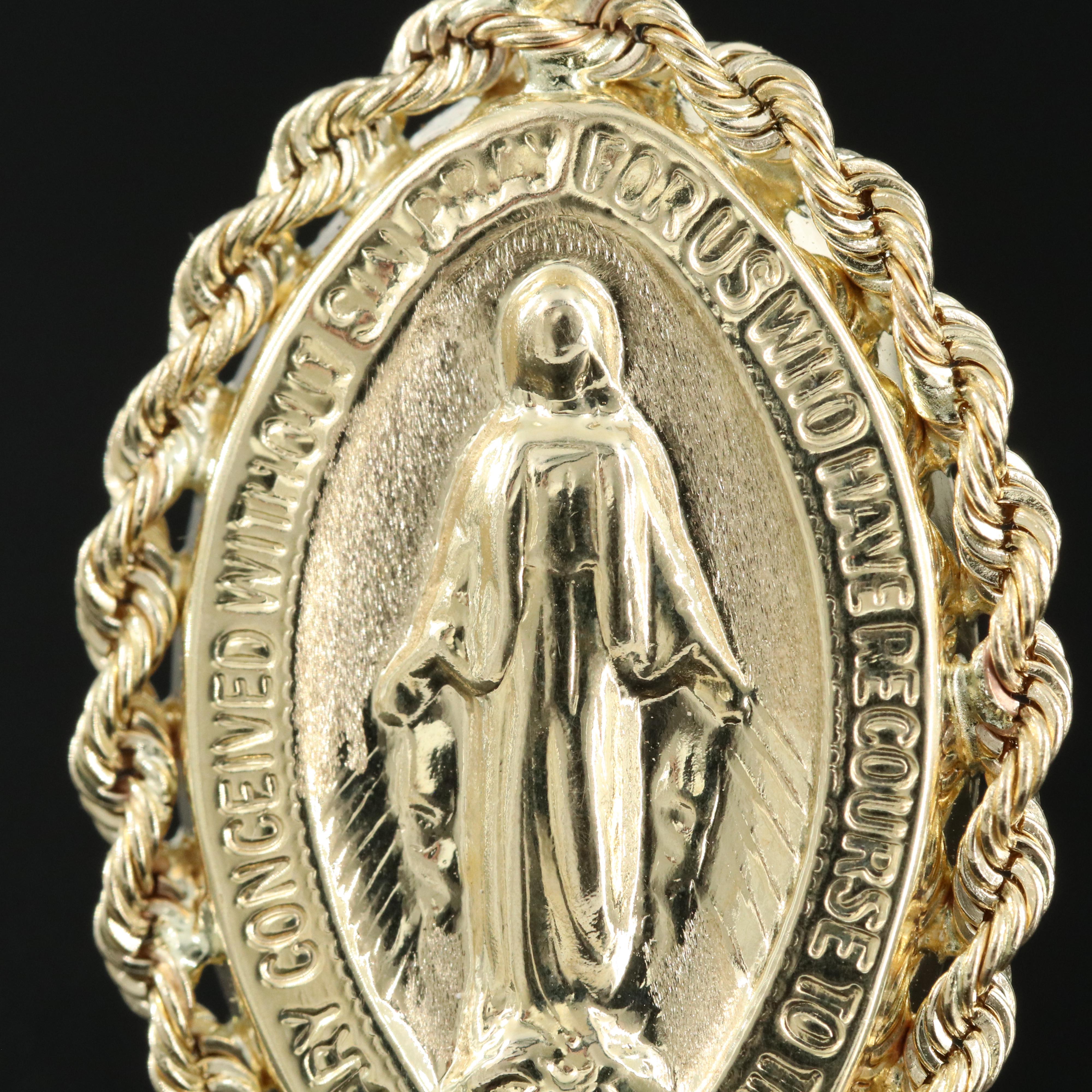 10K Immaculate Conception Medal with Rope Detailing
