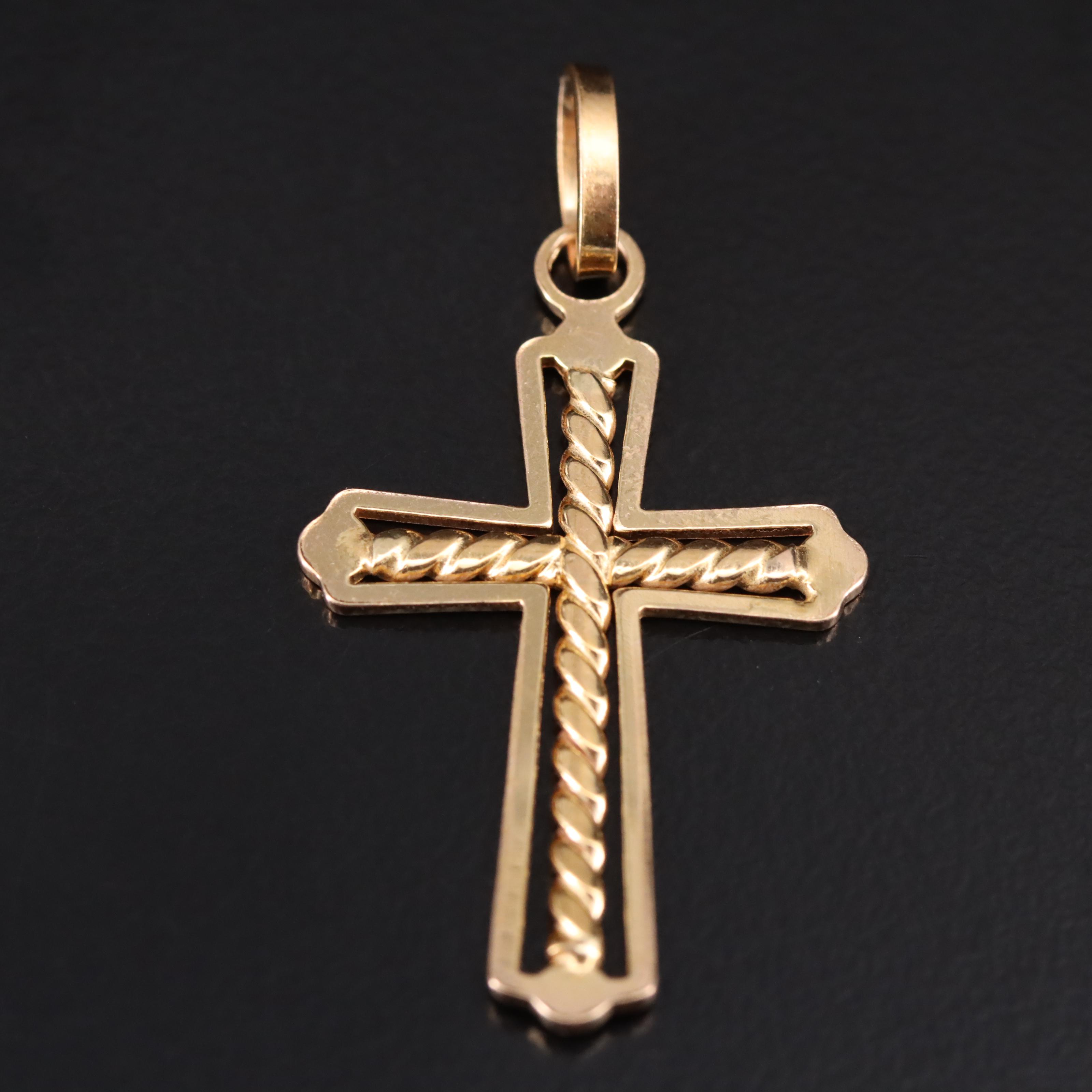 Italian 14K Gold Cross Pendant