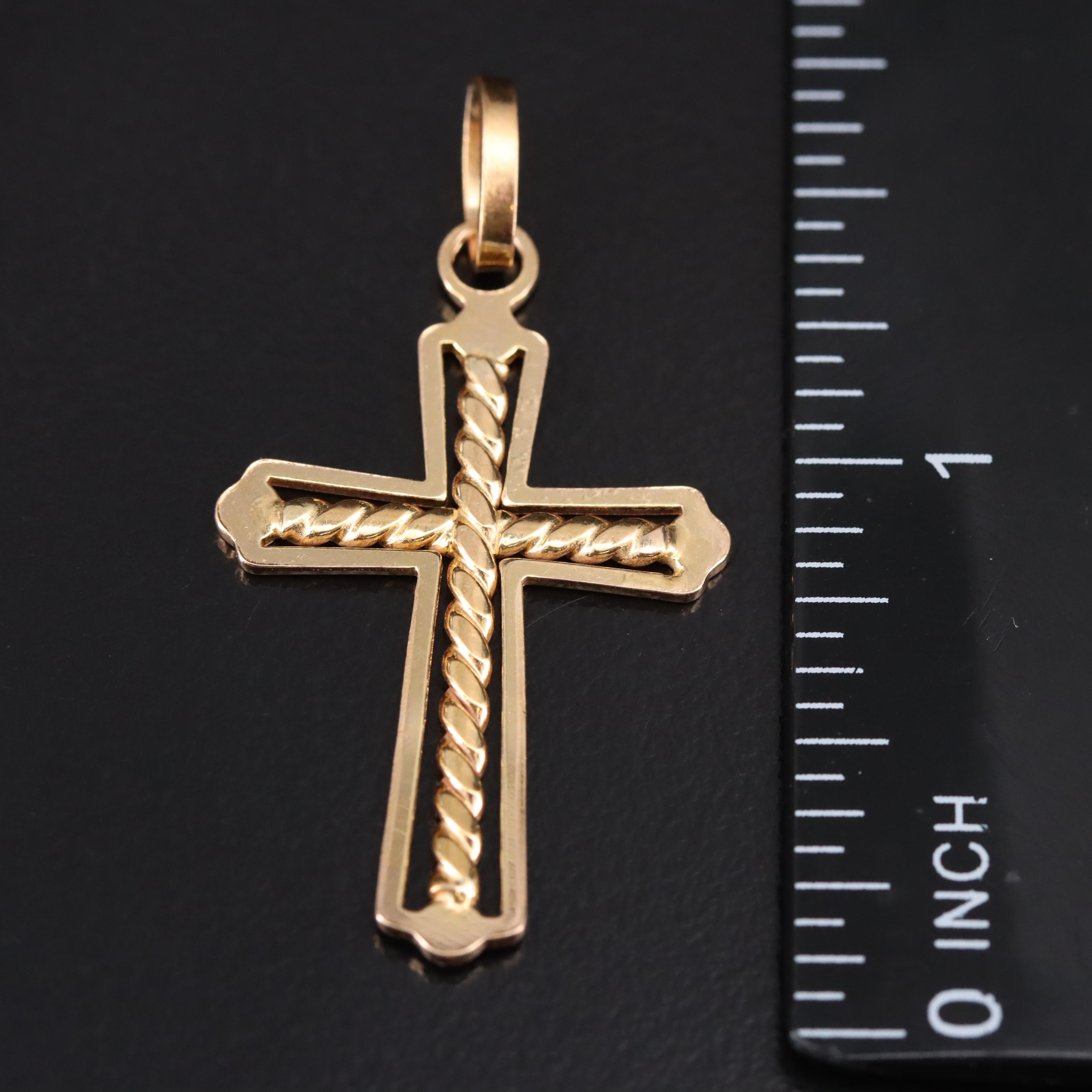 Italian 14K Gold Cross Pendant