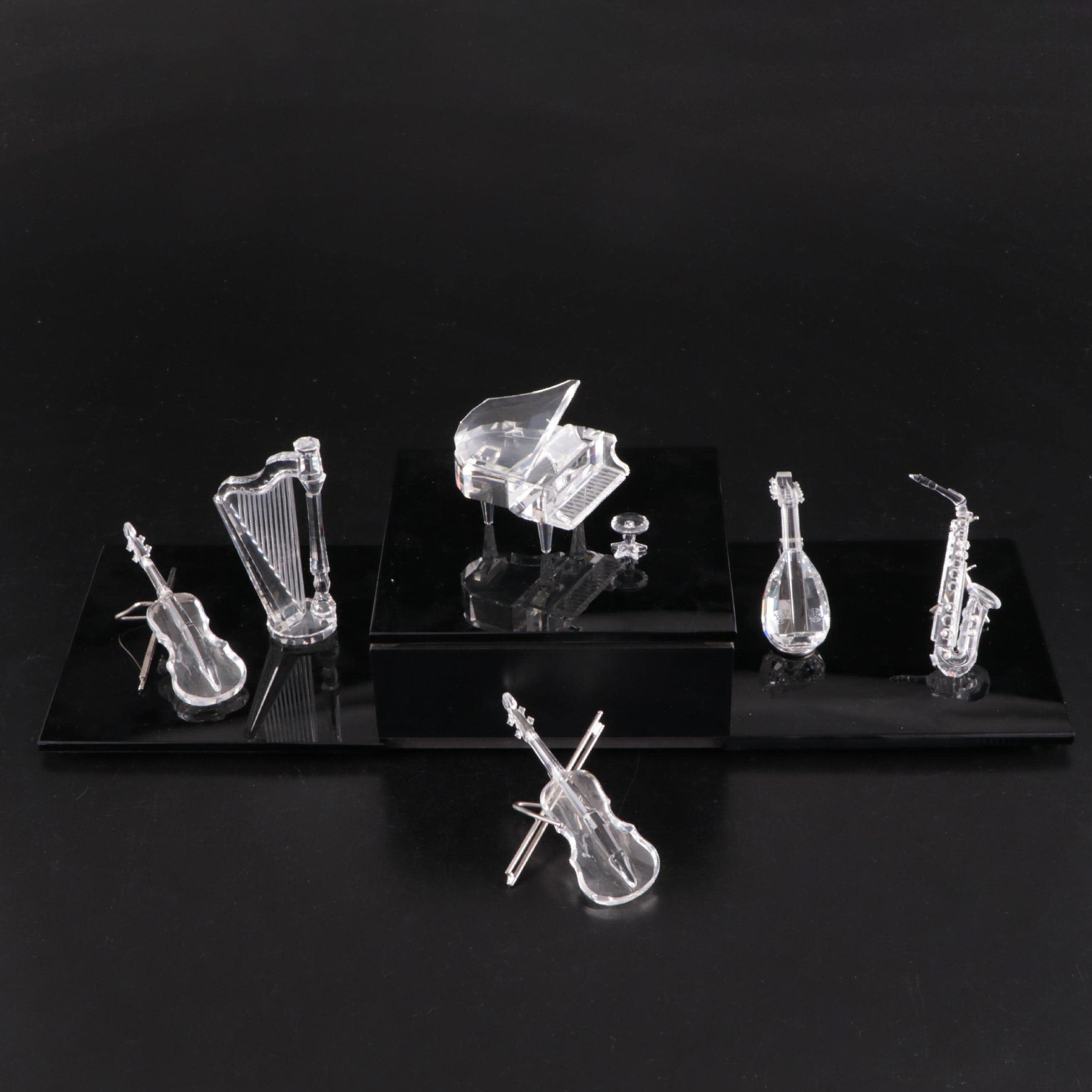 Swarovski Crystal Musical Instruments with Display Platform