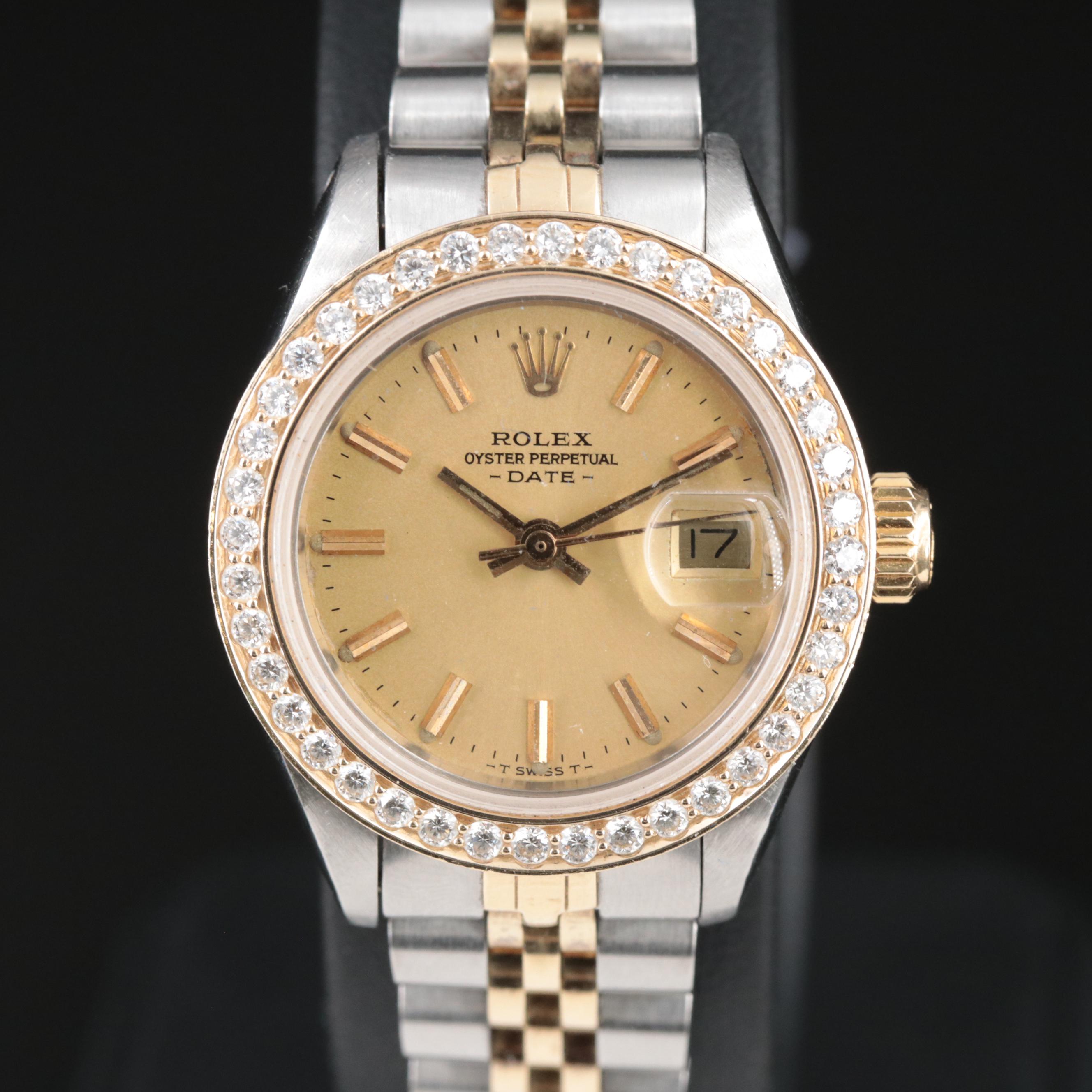 1978 Rolex Custom Diamond Bezel Date Watch