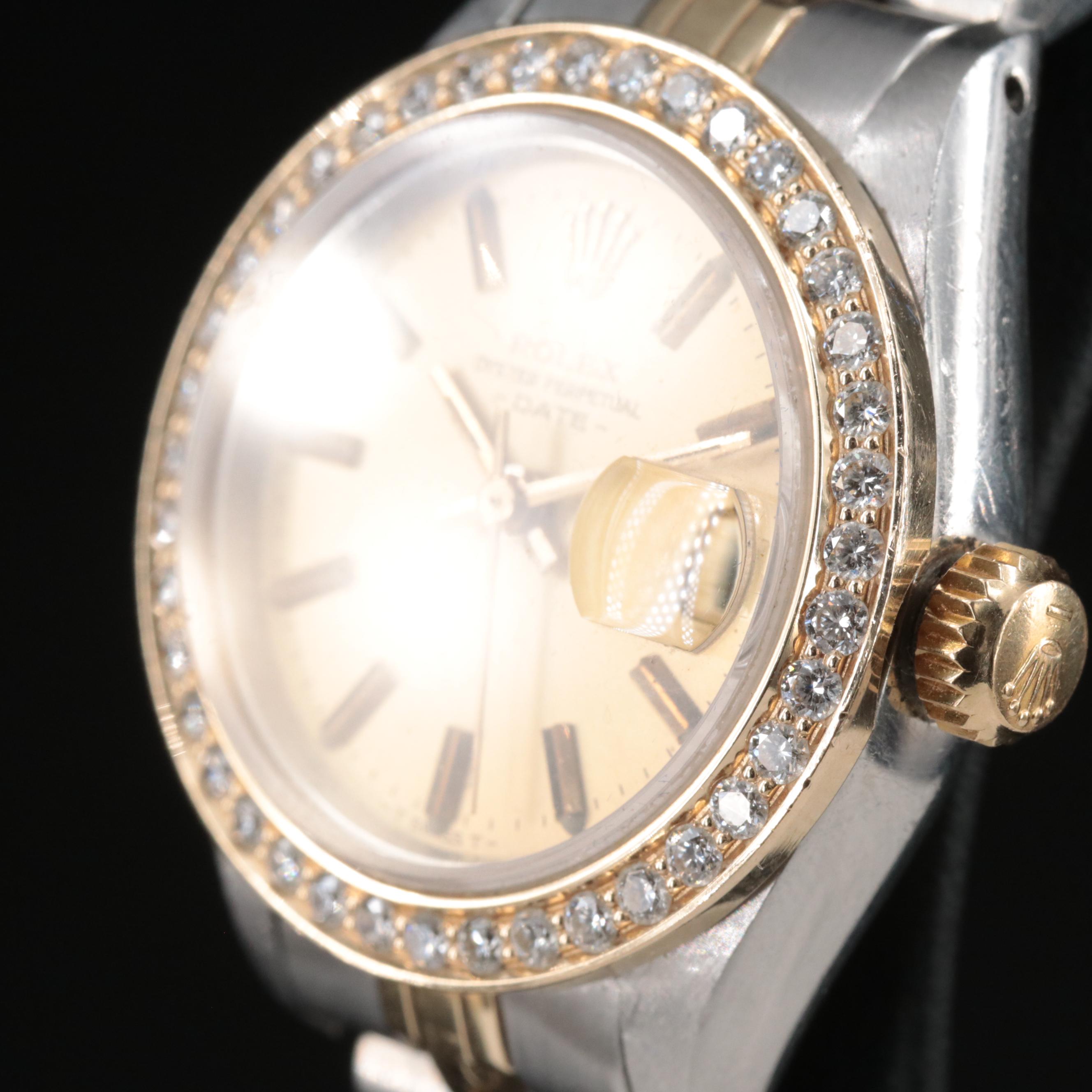 1978 Rolex Custom Diamond Bezel Date Watch