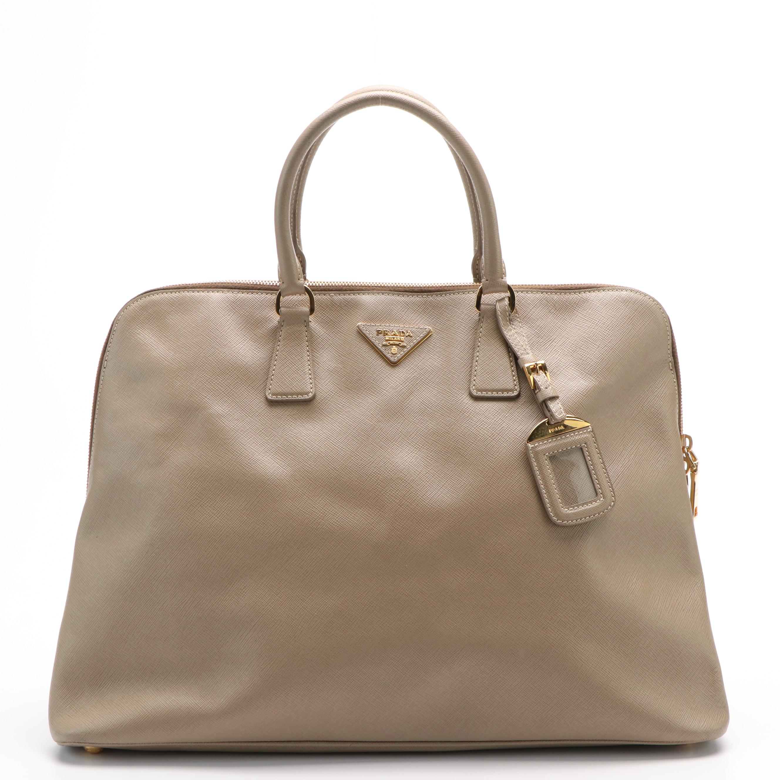 Prada Argilla Saffiano Lux Leather Promenade Satchel