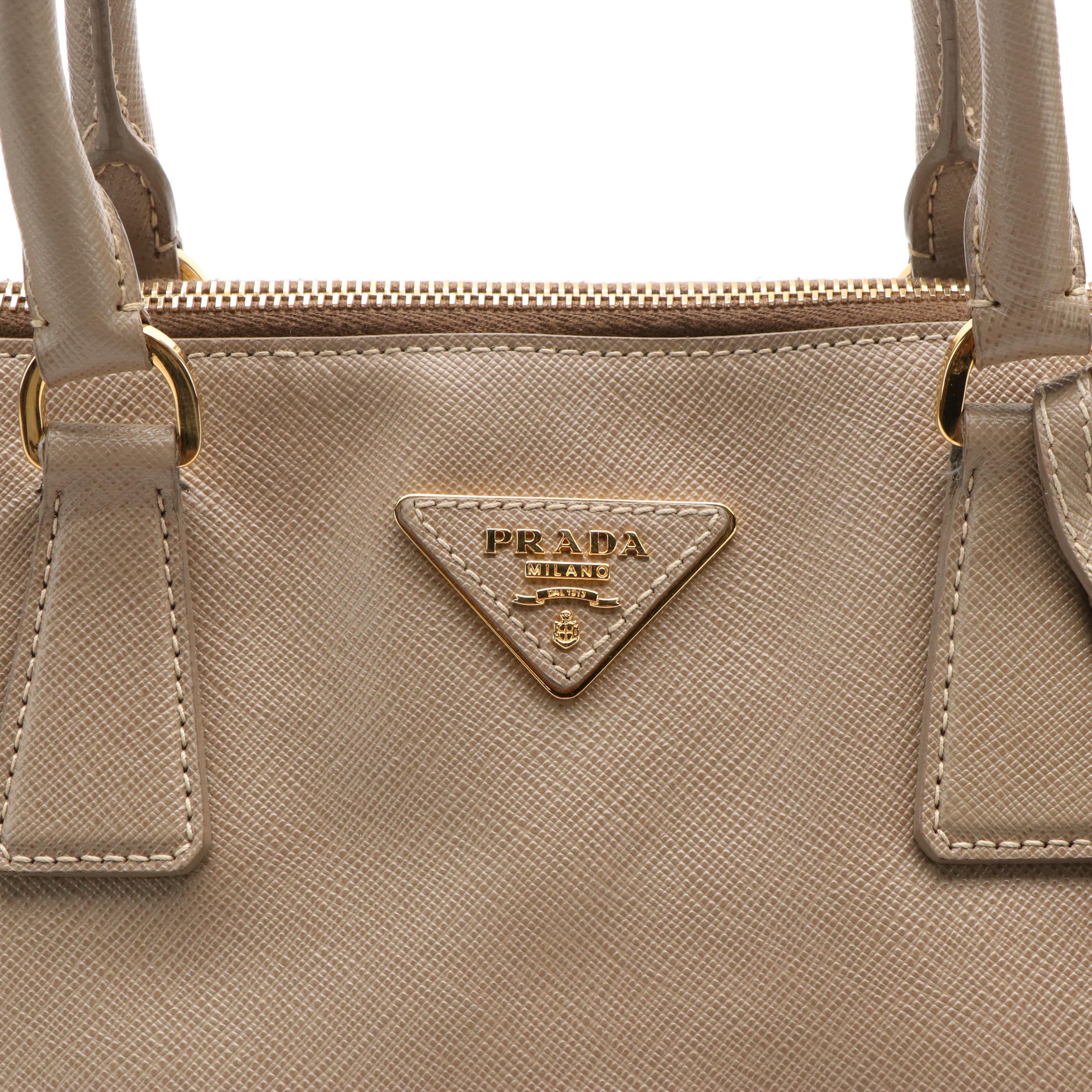 Prada Argilla Saffiano Lux Leather Promenade Satchel