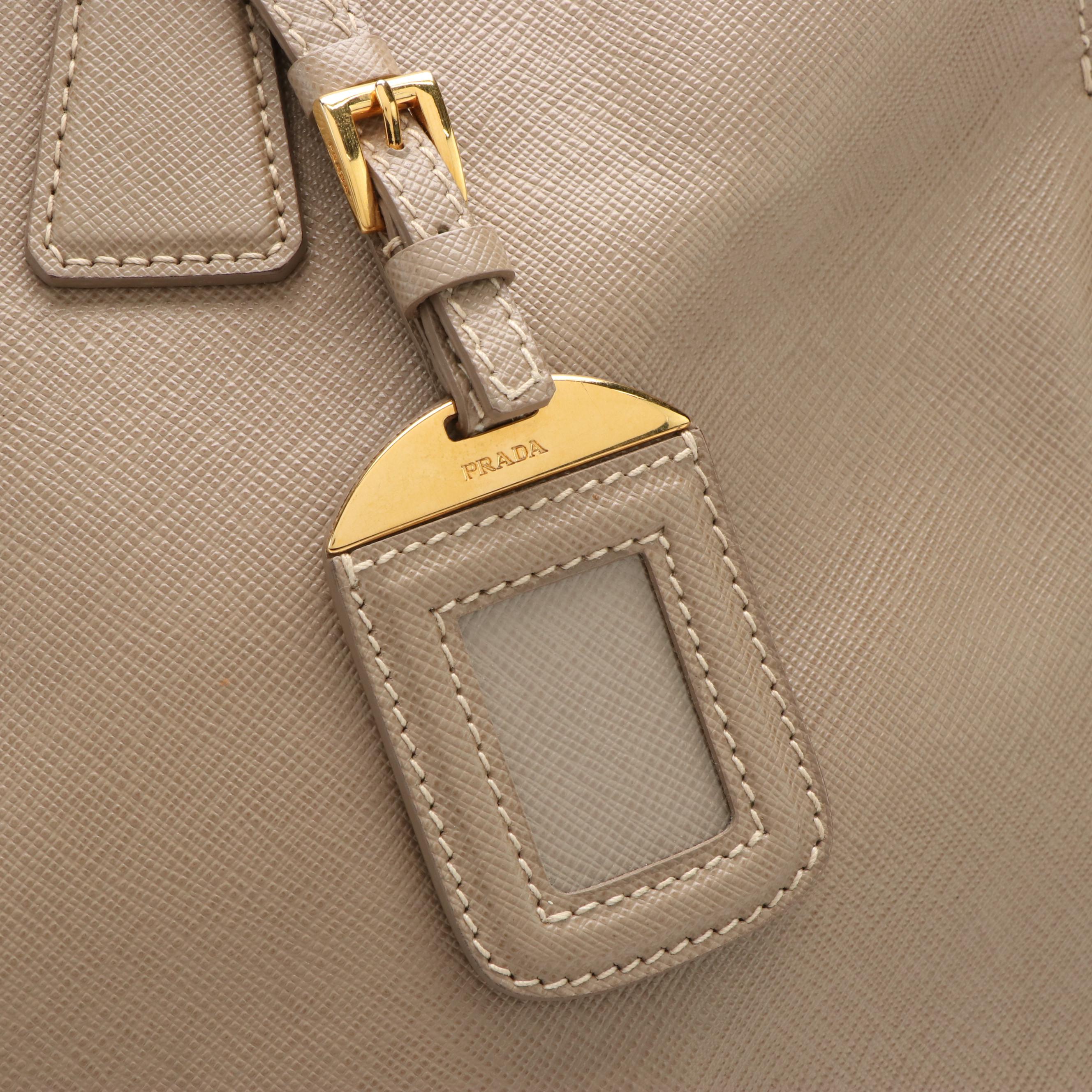 Prada Argilla Saffiano Lux Leather Promenade Satchel