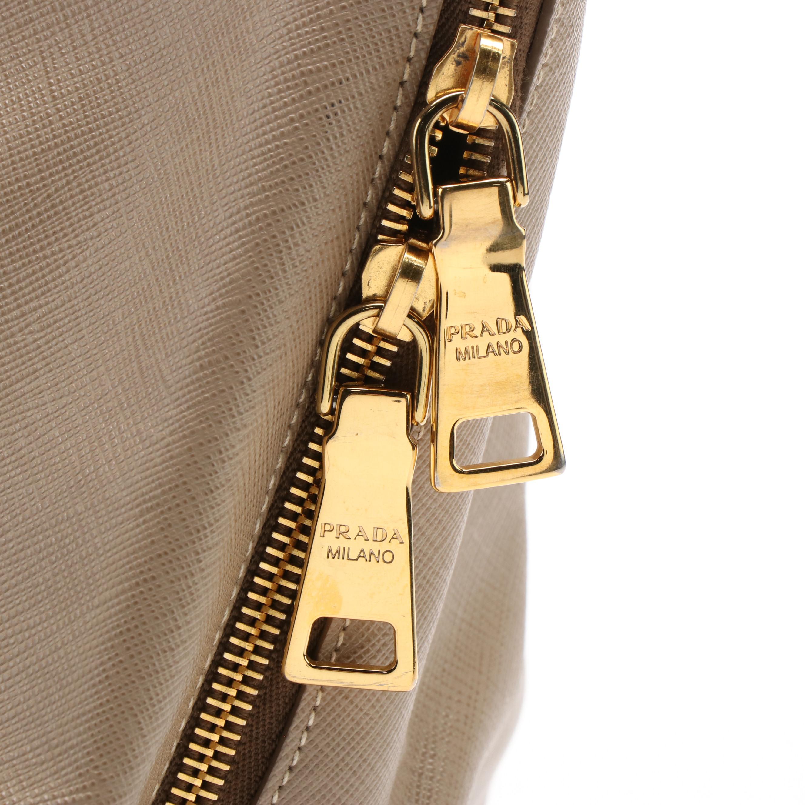 Prada Argilla Saffiano Lux Leather Promenade Satchel