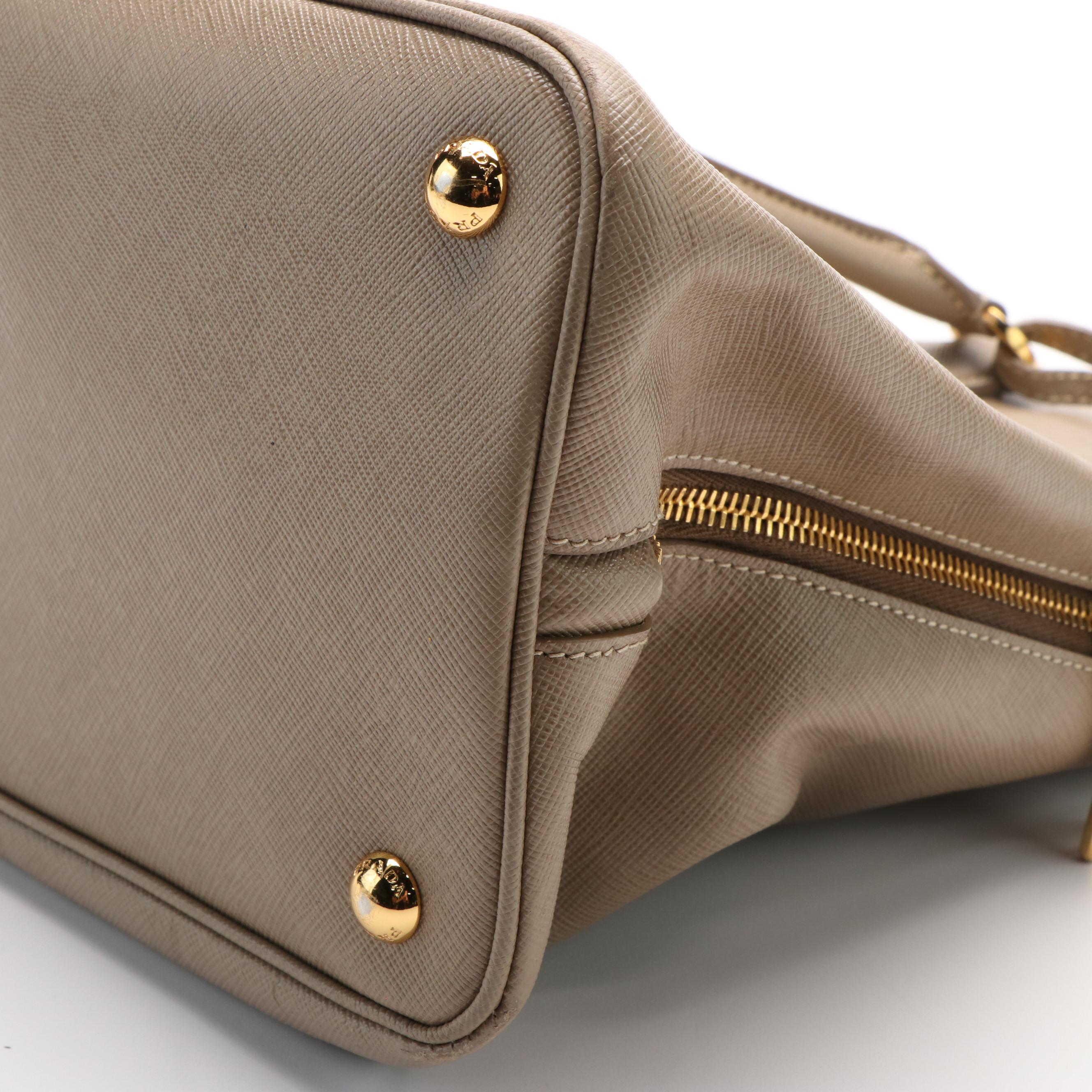 Prada Argilla Saffiano Lux Leather Promenade Satchel