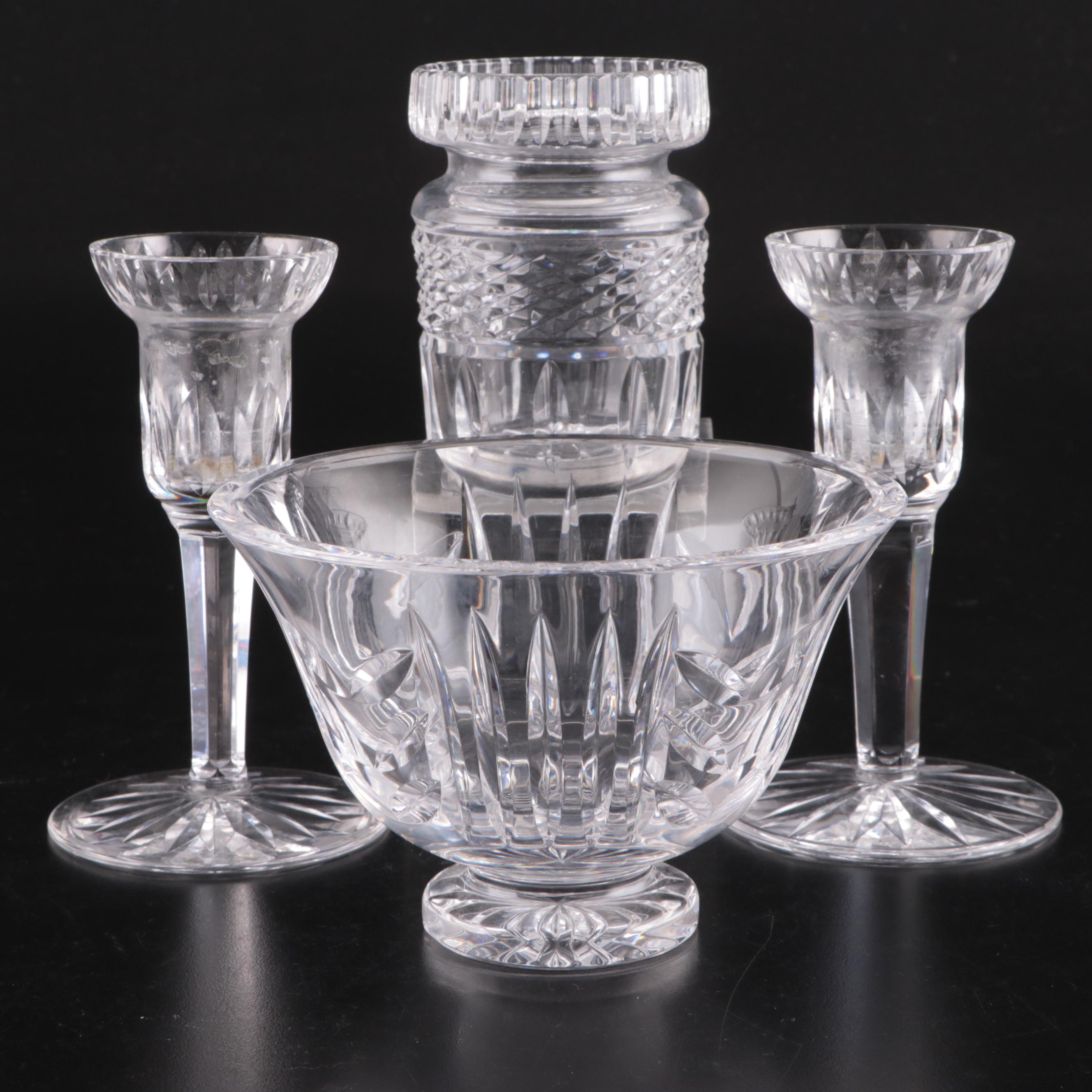 Waterford Crystal Pedestal Bowl with Crystal Candlesticks and More