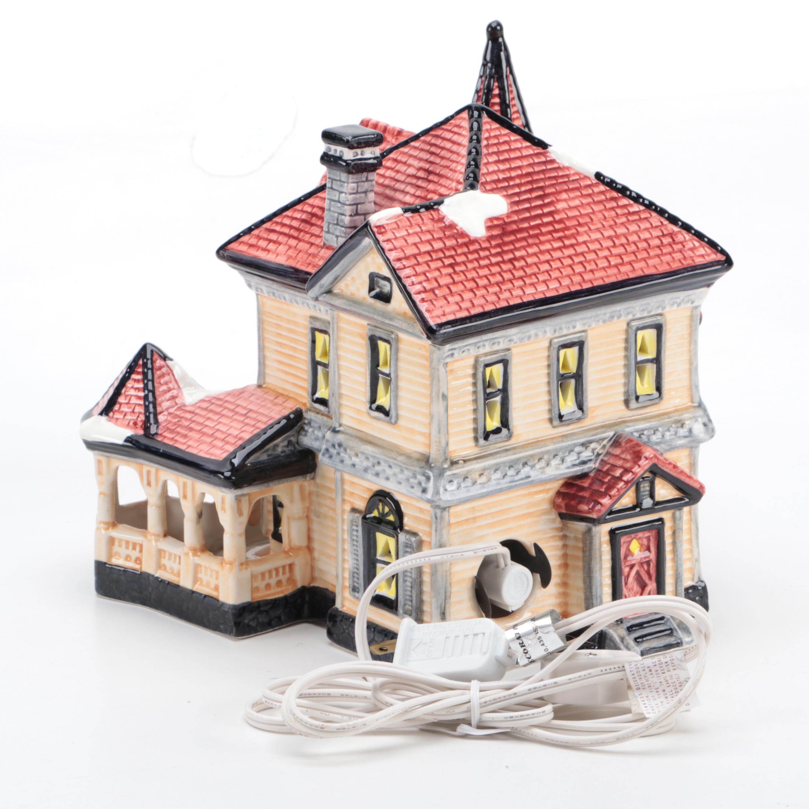 Ceramic Illuminated Christmas Village Buildings