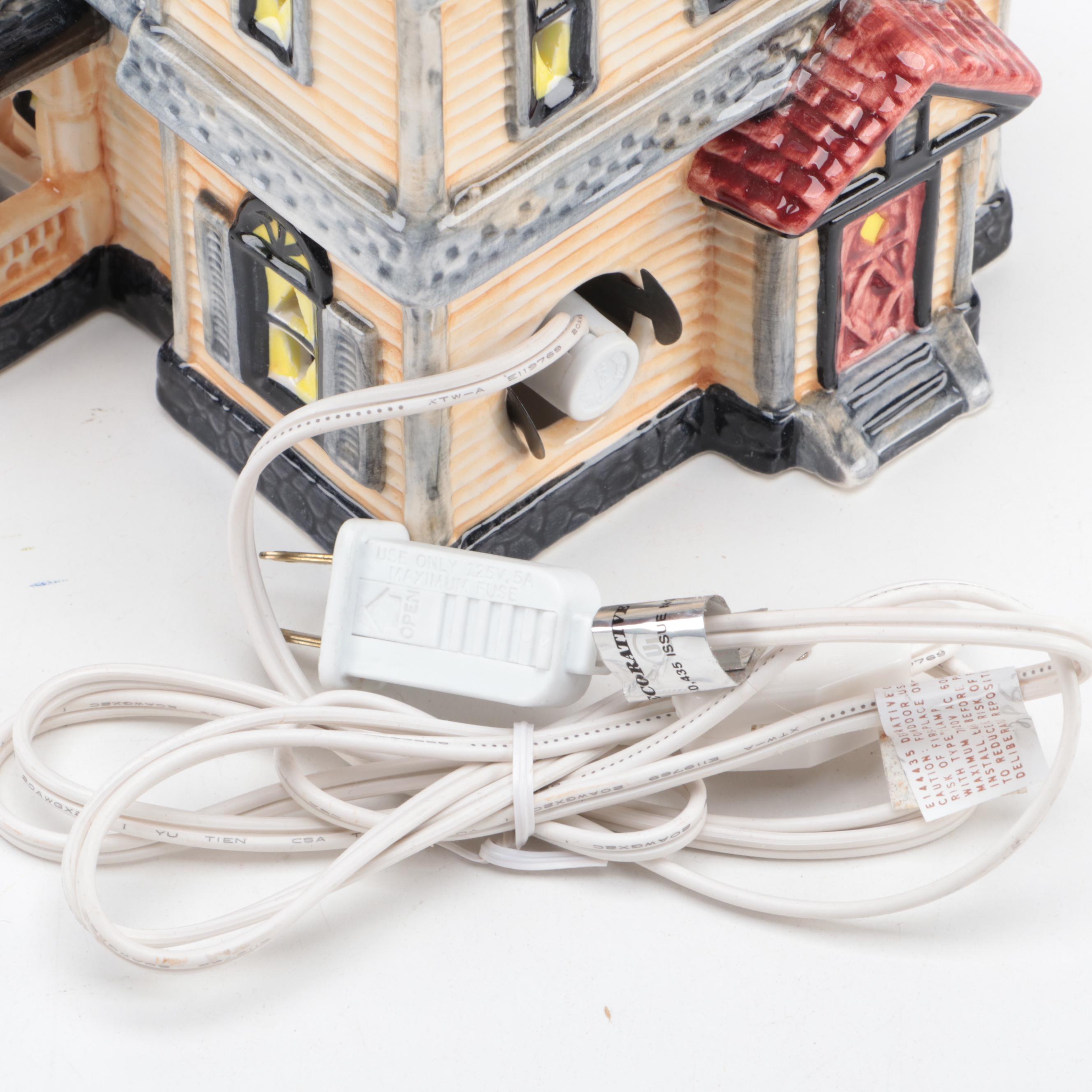 Ceramic Illuminated Christmas Village Buildings