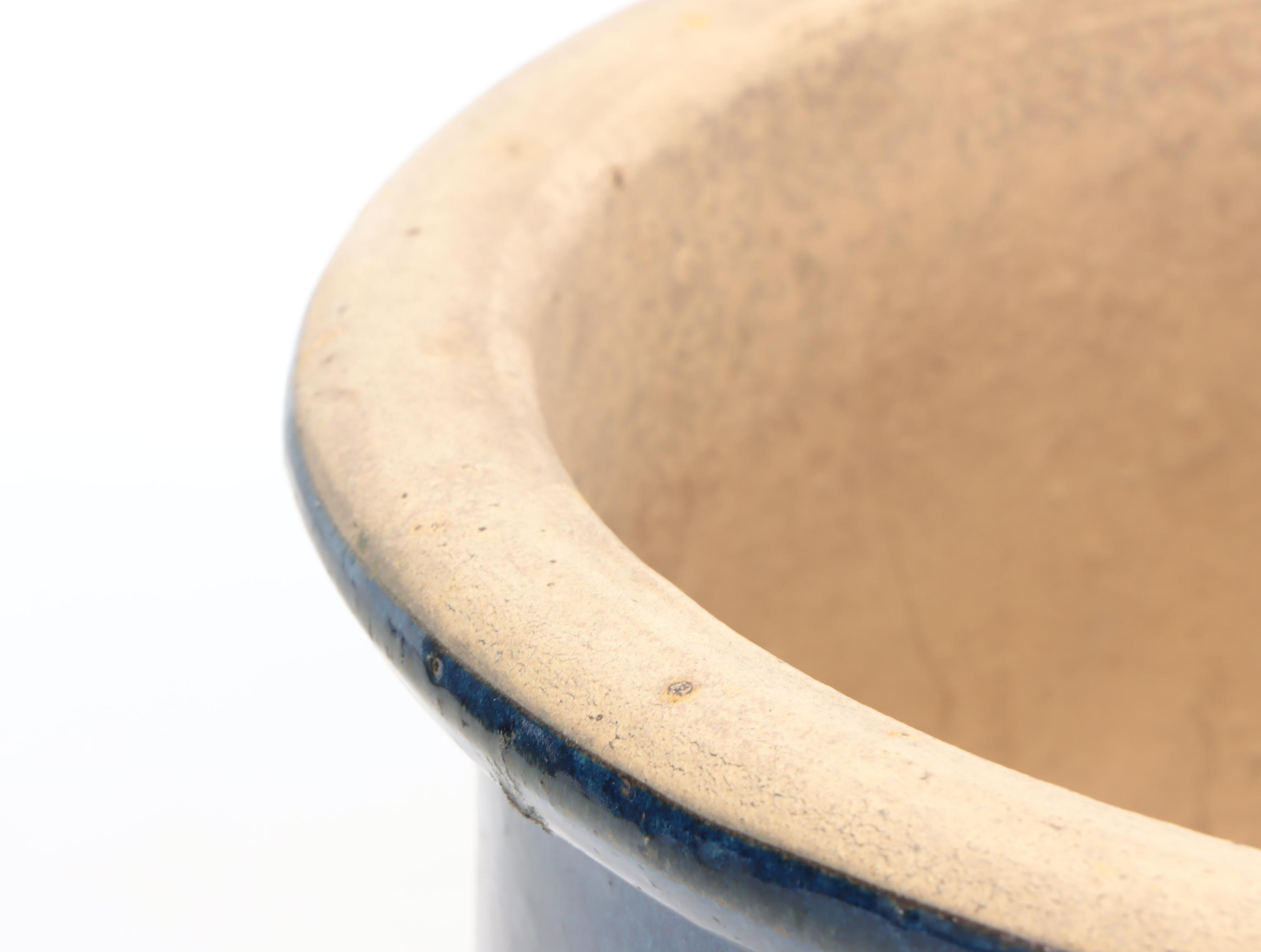 Contemporary Blue Glazed Ceramic Outdoor Planters