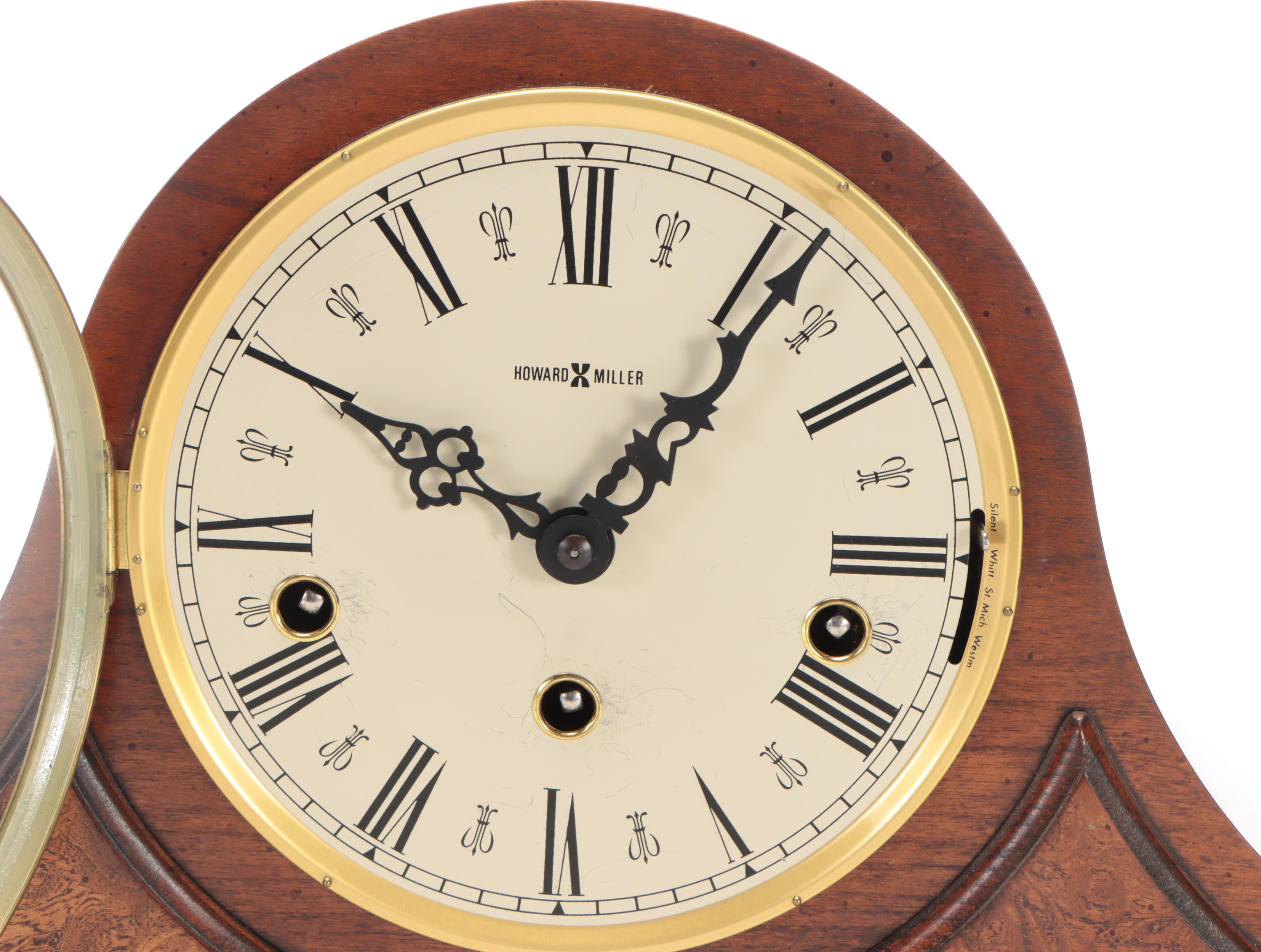 Howard Miller Wooden Tambour Mantel Clock EBTH