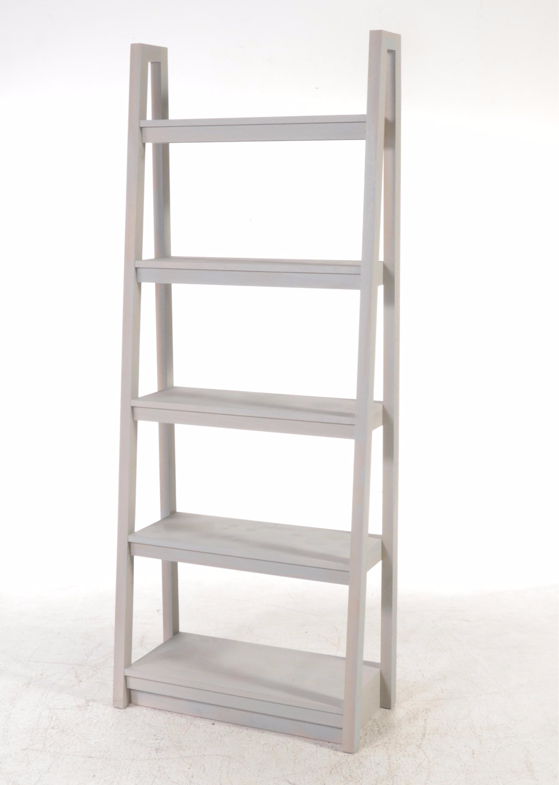 Pair of Contemporary Gray Painted Wood Graduated Shelving Units