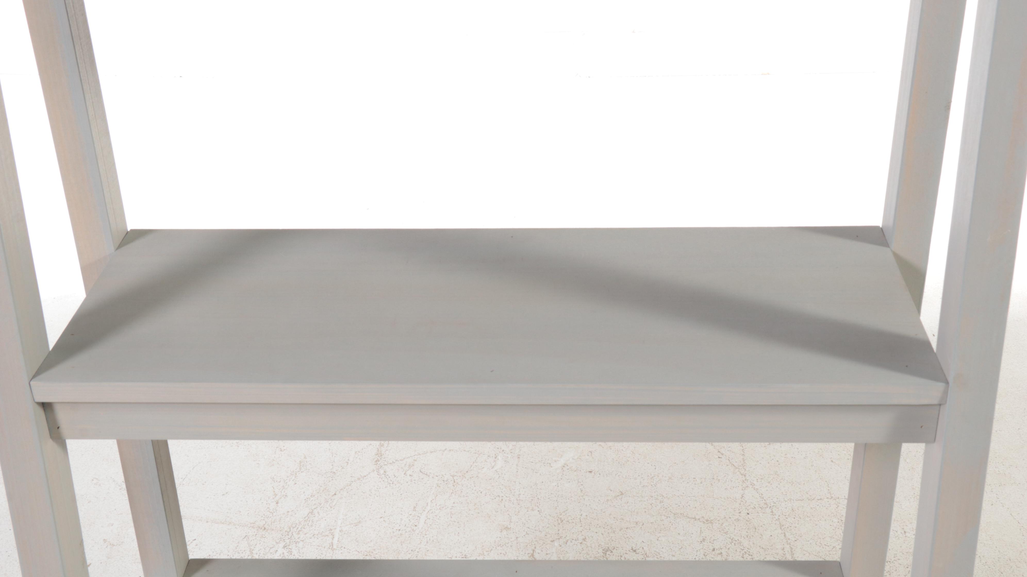 Pair of Contemporary Gray Painted Wood Graduated Shelving Units