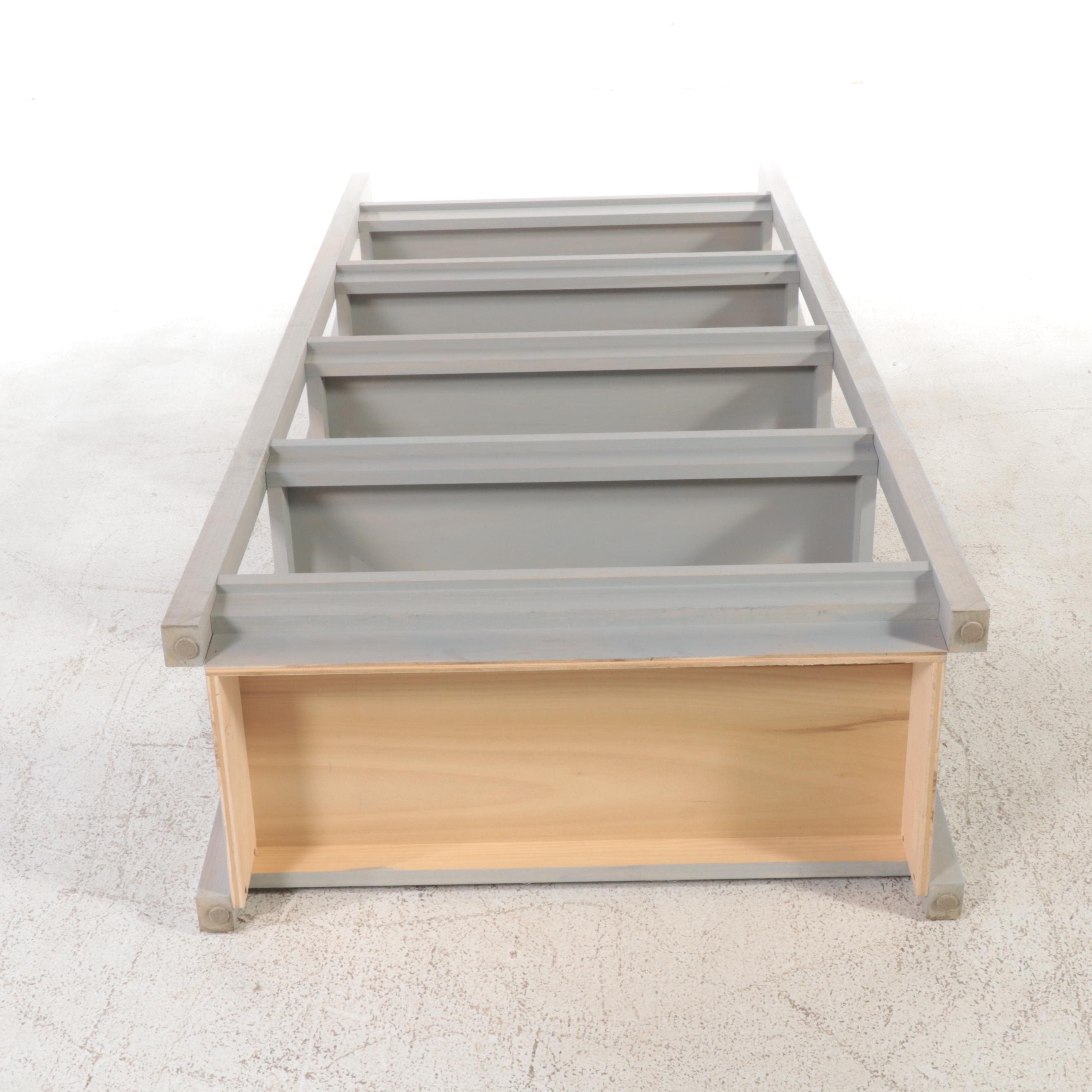 Pair of Contemporary Gray Painted Wood Graduated Shelving Units