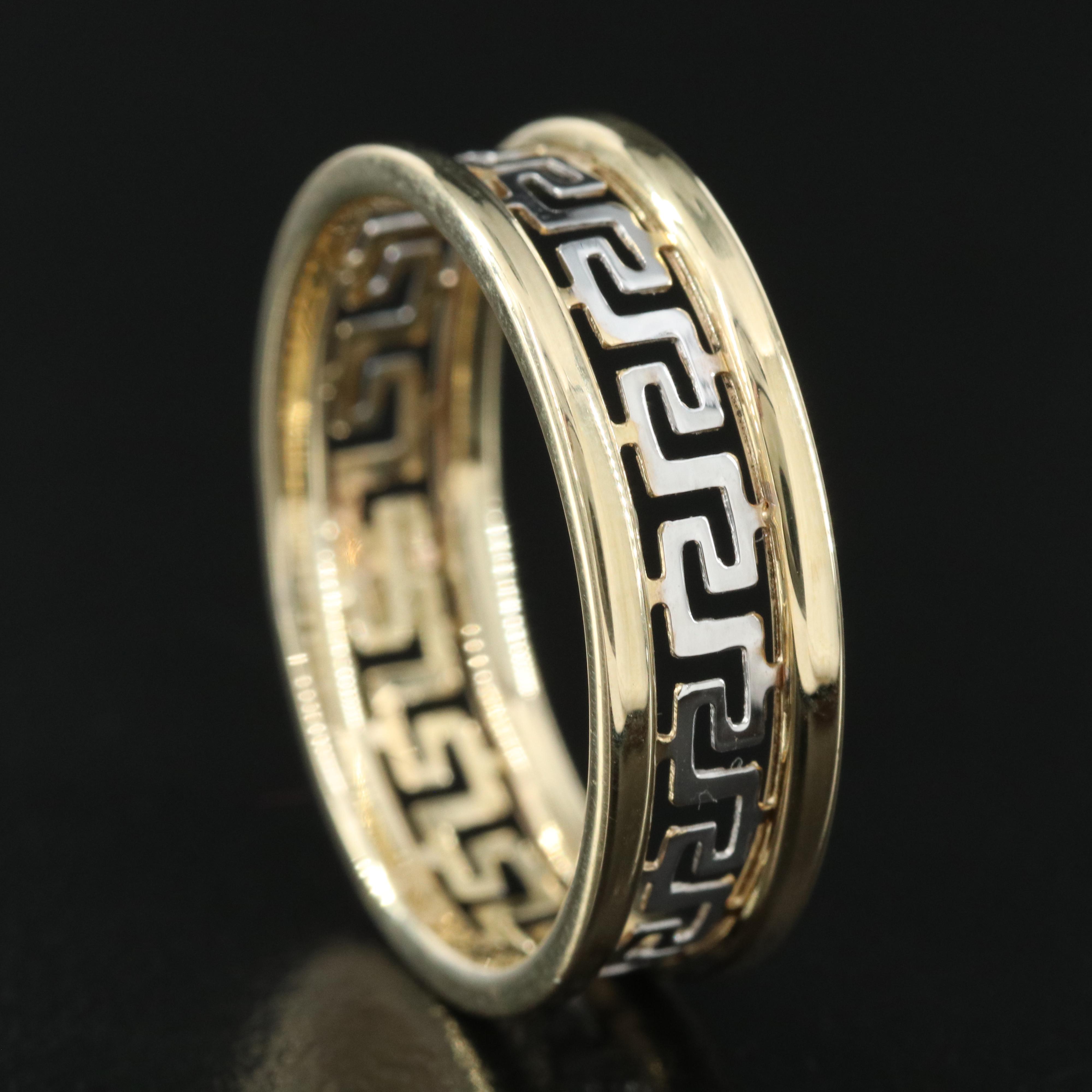 10K Two-Tone Greek Key Band