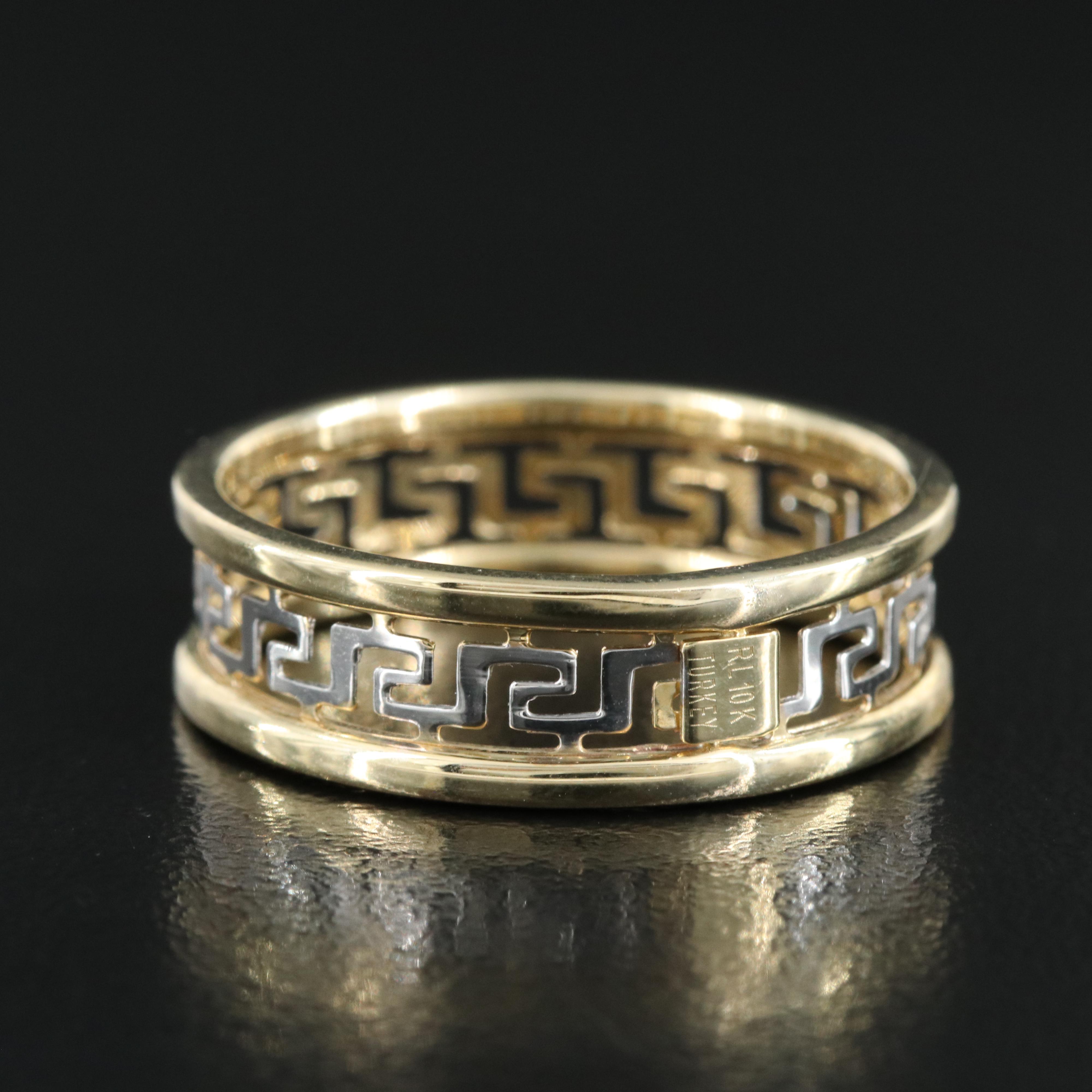 10K Two-Tone Greek Key Band