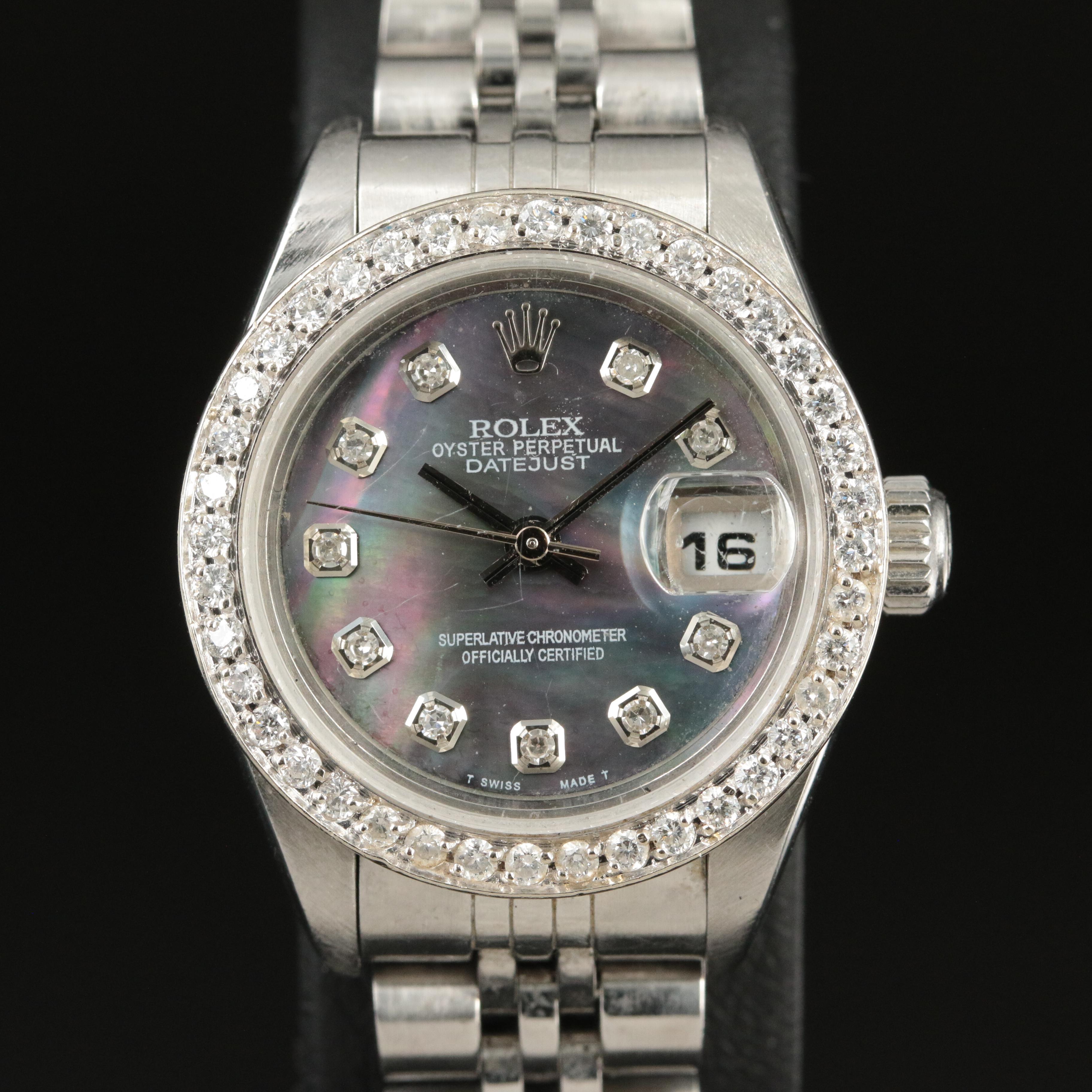 2002 Rolex Custom Diamond, Mother-of-Pearl Dial and Bezel Datejust Watch
