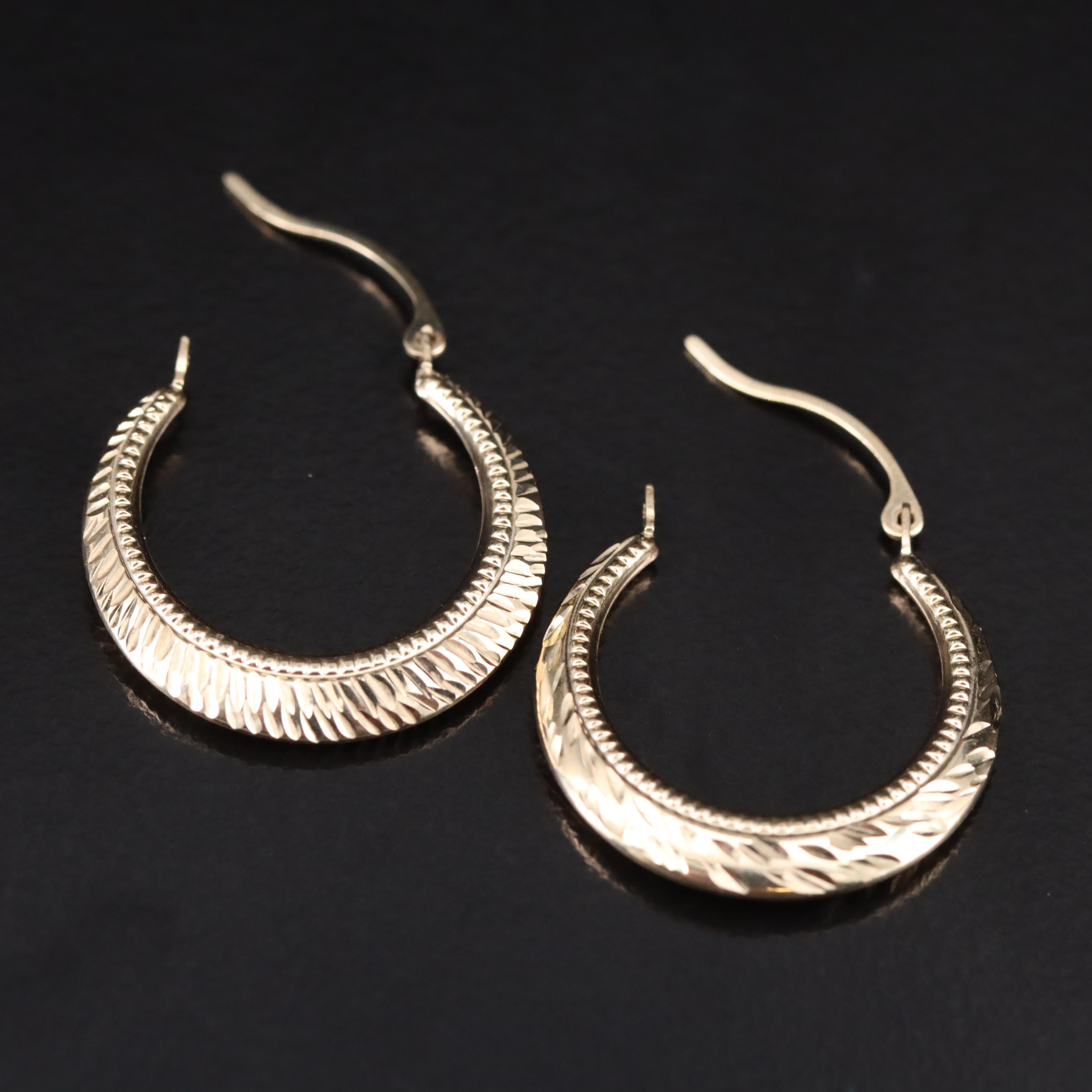 14K Tapered Hoop Earrings